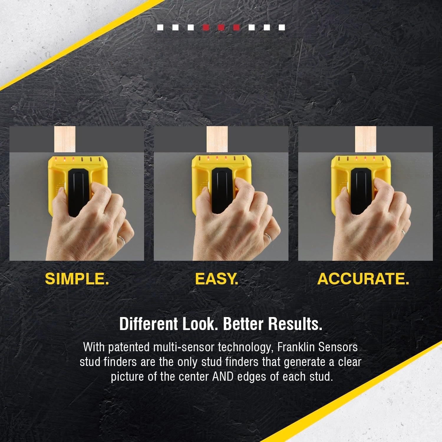 Drywall stud detector, equipped with six sensors, Detector