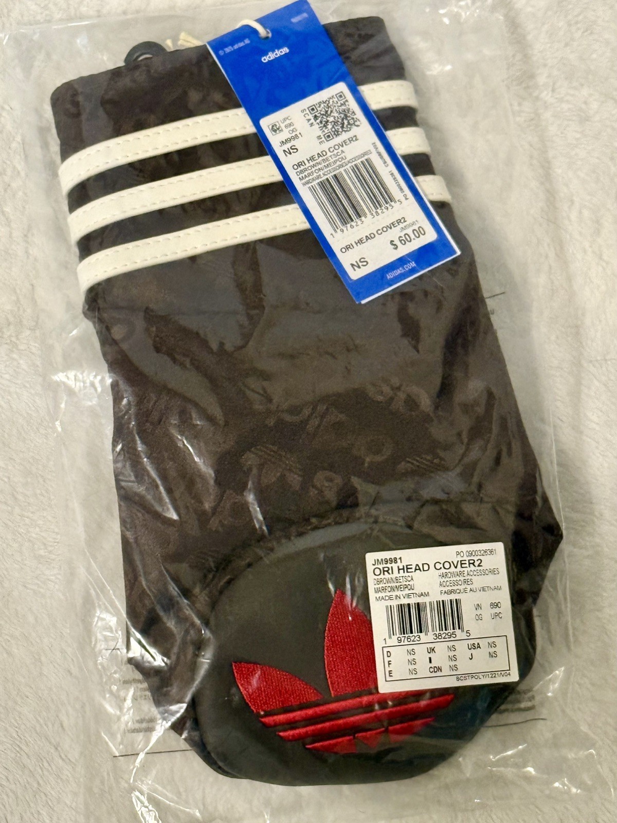 Adidas Originals Fairway Headcover Brown / Scarlet JM9981 Golf Club Cover New
