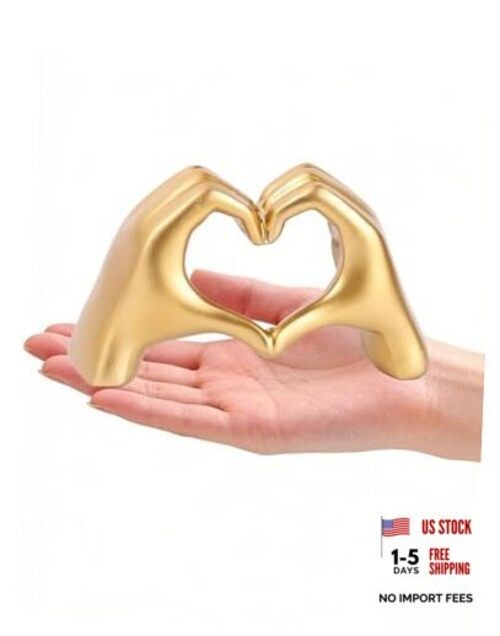 Small Heart Hands Sculpture-Shelf Decor for Living Room, Love Finger Gold