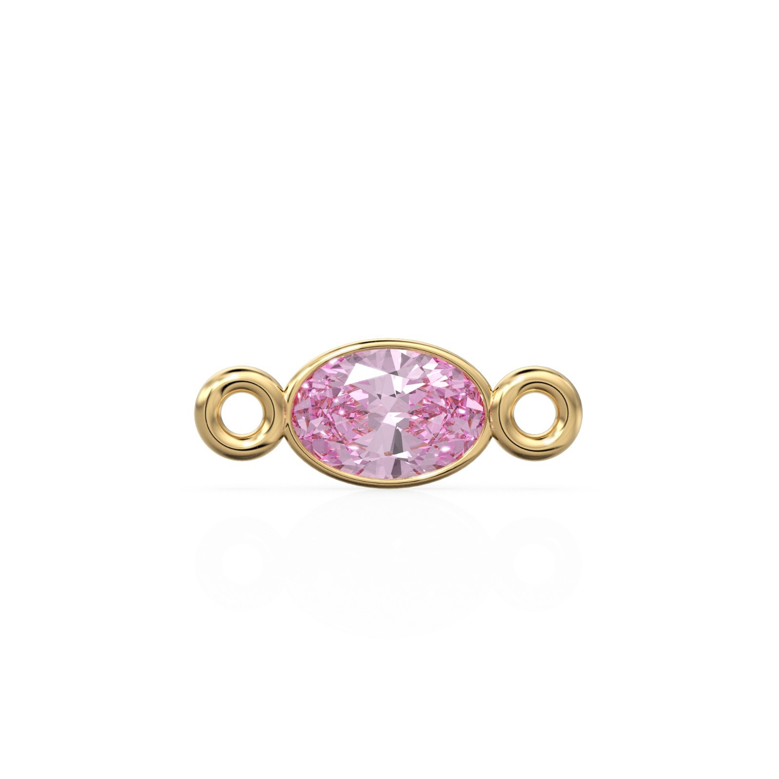 Pink Tourmaline 4x6mm 18k Solid Gold Connector Spacer / October Birthstone