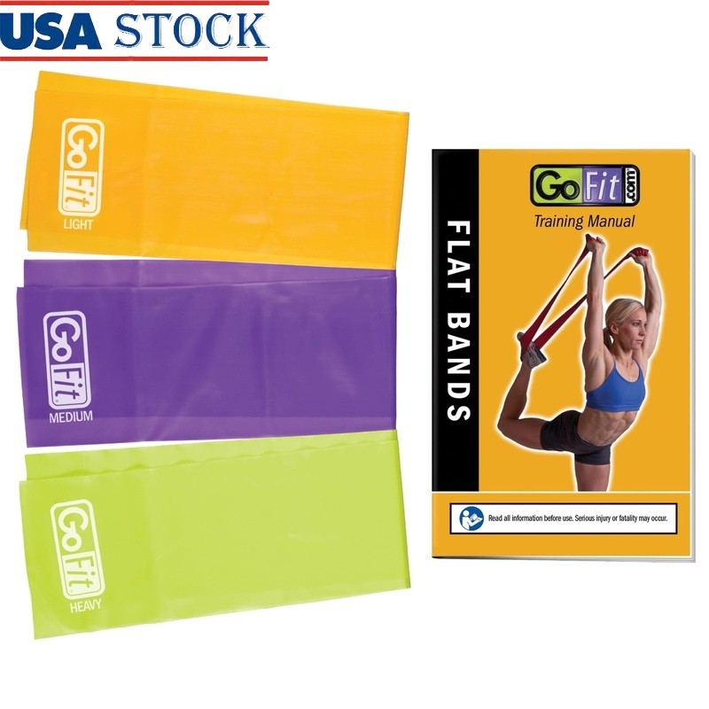 Latex-Free Resistance Bands Set 3 Flat Bands Strength Training & Rehab New
