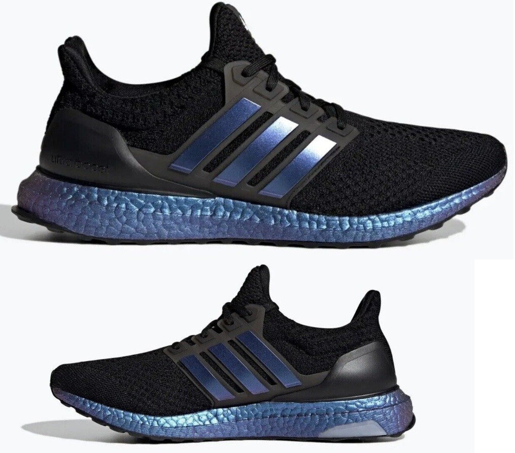 Adidas UltraBoost 5.0 DNA Black Iridescent Metallic Blue Red Running Shoes Mens