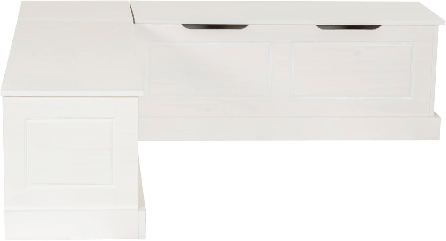 Harris White Solid Pine Backless Nook with Hidden Storage Solution