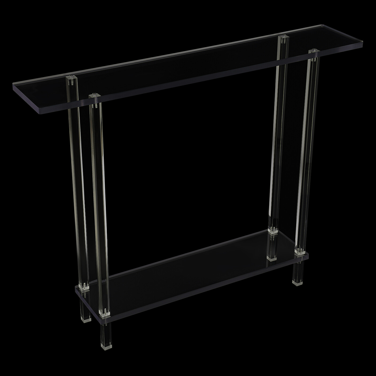 Acrylic Table Clear Entry Table Small Entryway Table W/ Open Shelves 100×80×20cm