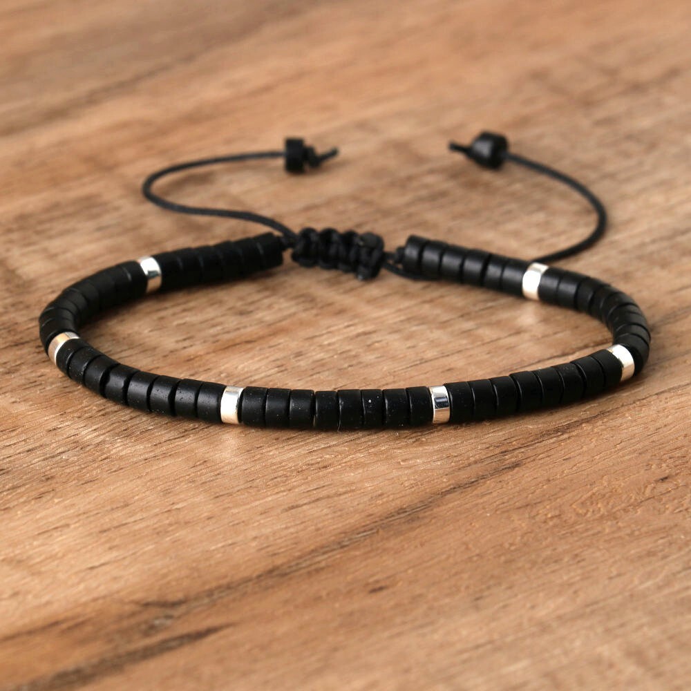 Natural Black Onyx 3mm Beads Healing Reiki Crystal Men Women Dainty Bracelet