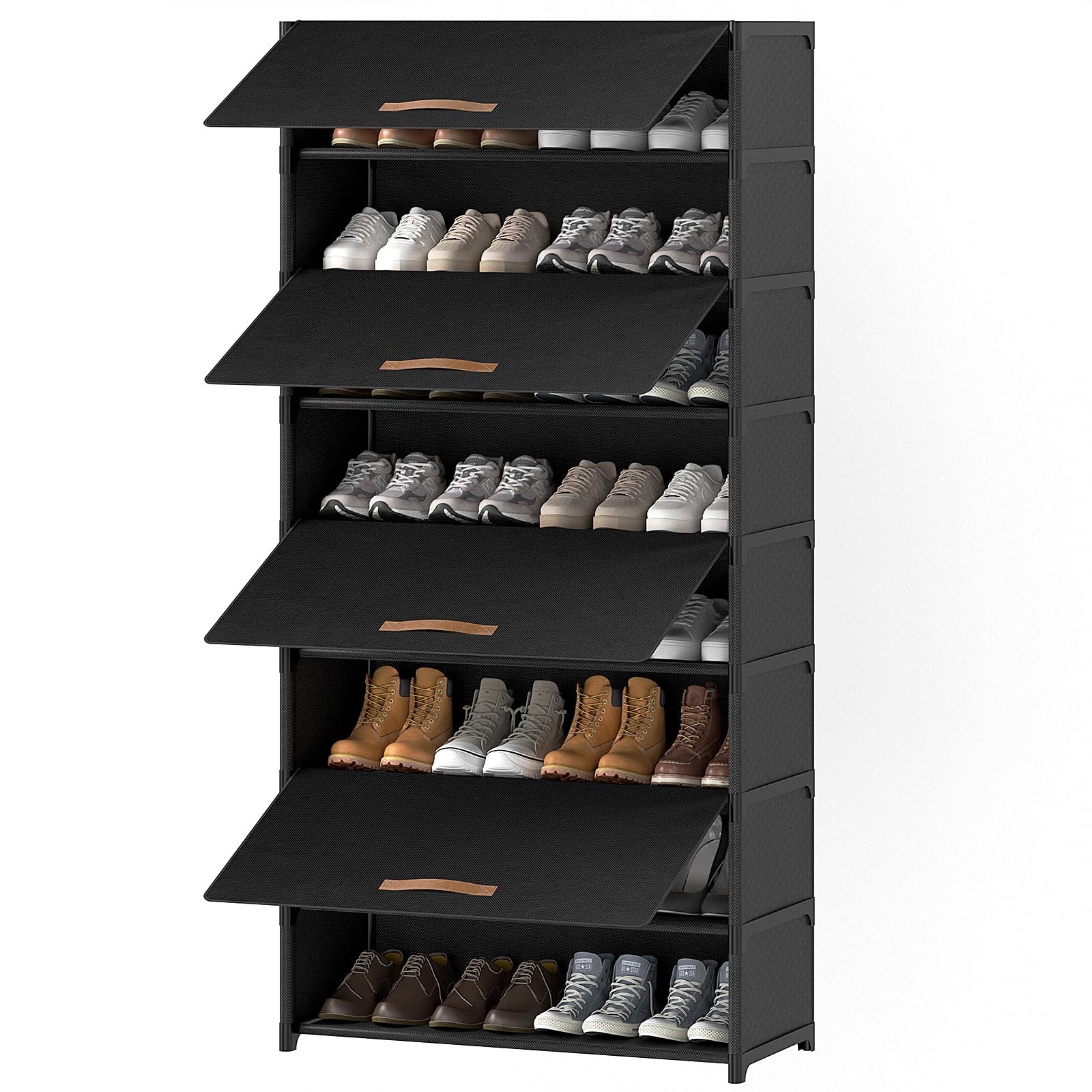 UNITSTAGE Shoe Rack, 9 Tier Shoe Storage Cabinet with Door 36 Pair Plastic Shoe