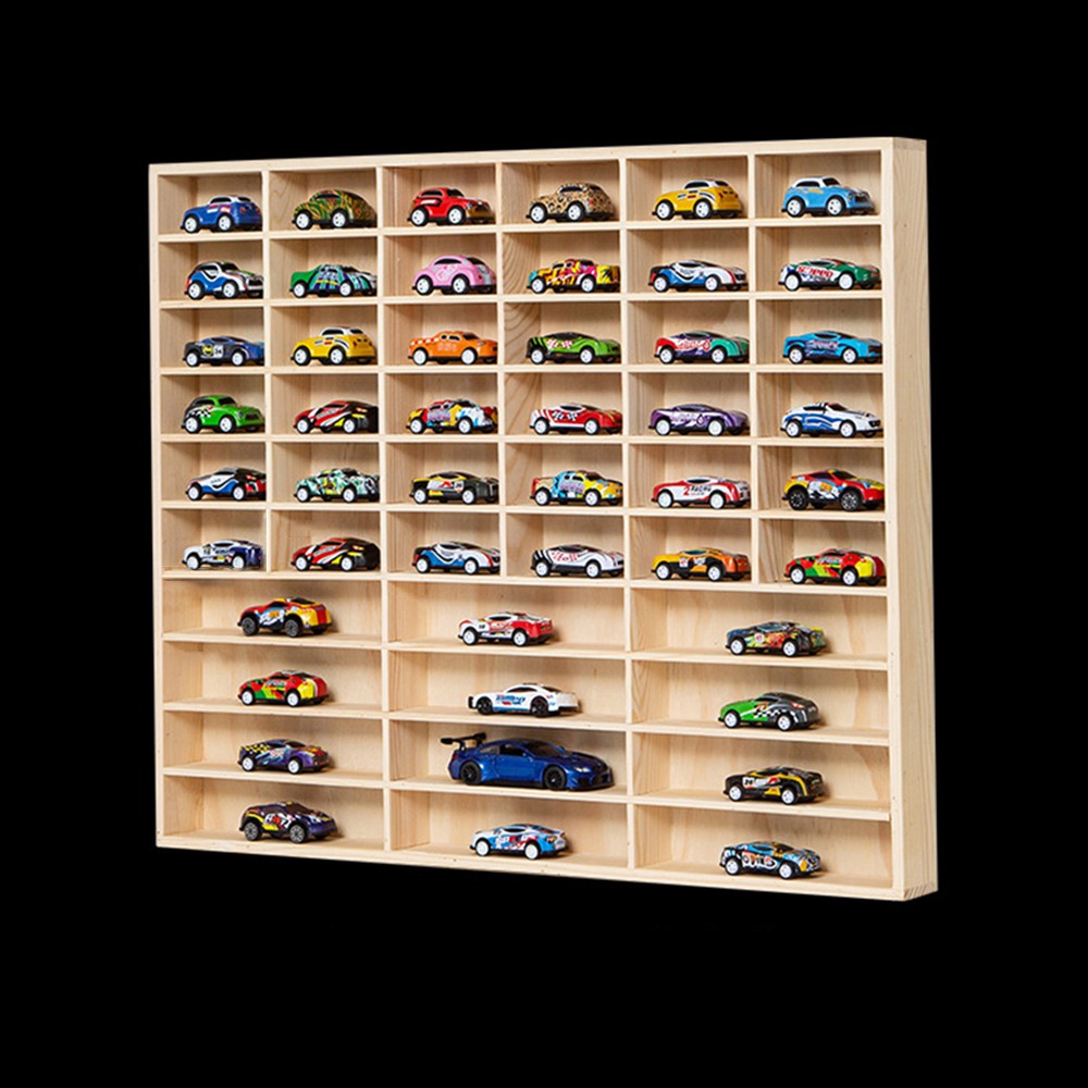 48-Grid Solid Wood Storage Box for 1:64 Car Model Toy Display Collection Holder