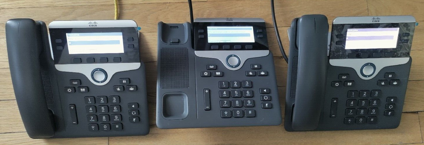 3 Cisco 7841 CP-7841-K9 IP Phones 2 Handset 2 Stand No AC Adapter Tested PoE