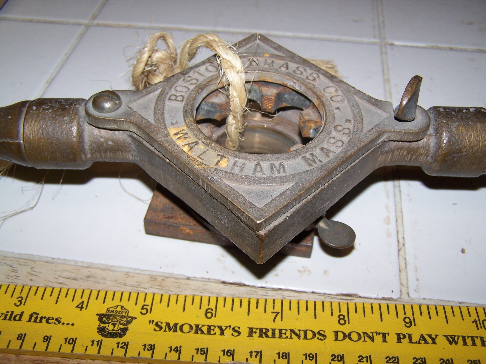 Vintage Walworth ? Boston Brass Co. Waltham Pipe Threader Solid Brass Wrench