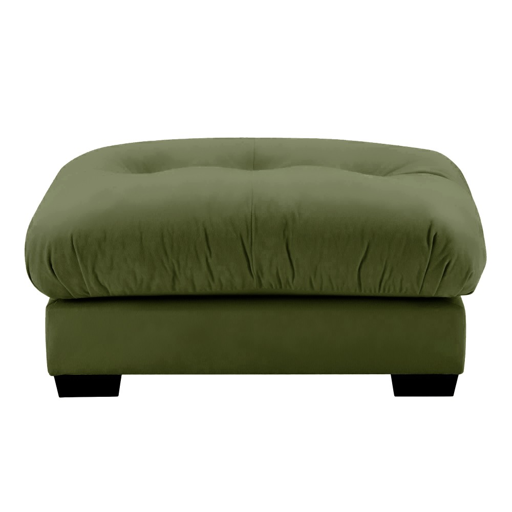 Olive Green Velvet Milano Ottoman Upholstered Footrest Stool Cloud Cushion