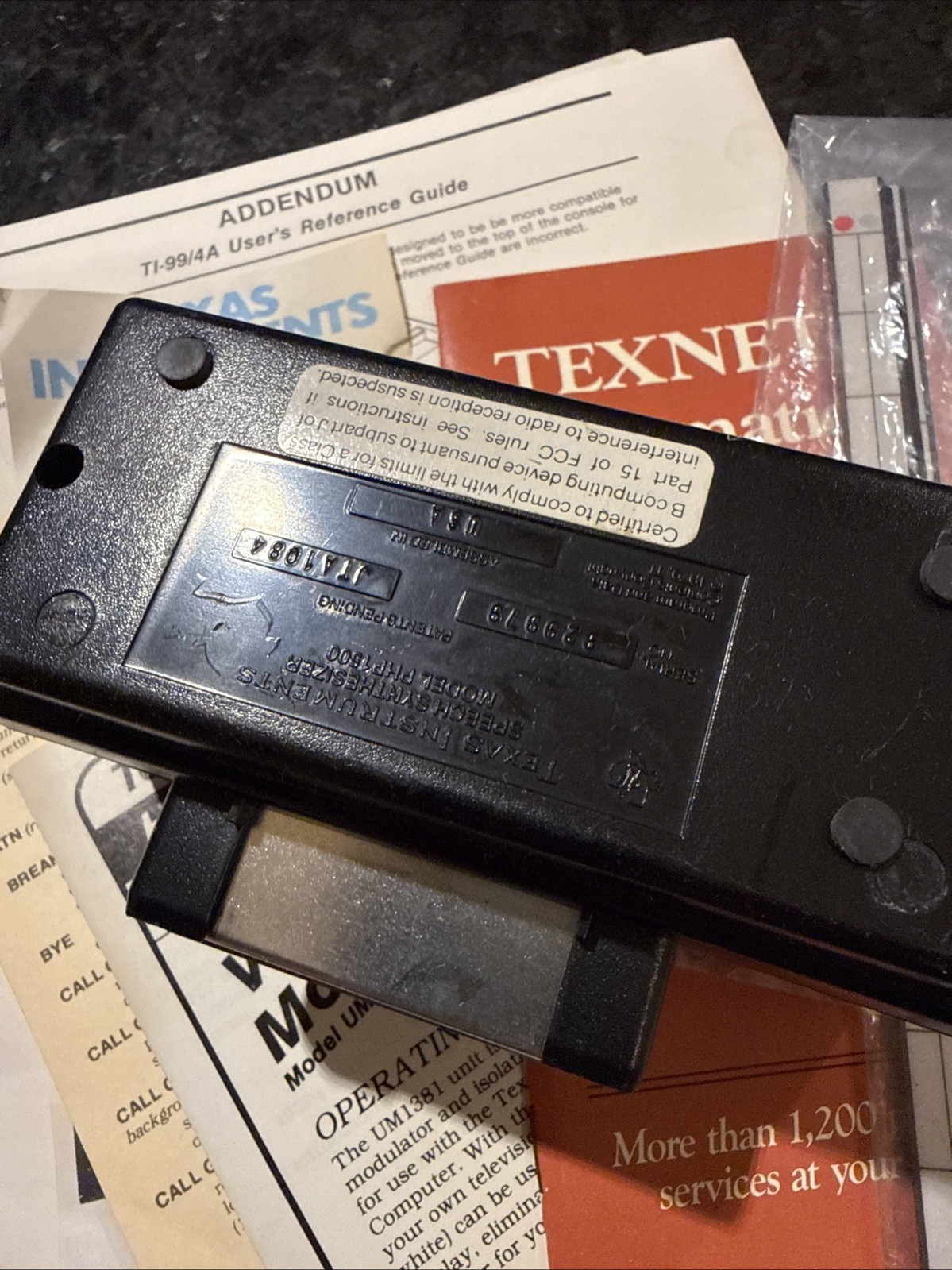 Texas Instruments Speech Synthesizer PHP1500 Untested With Extras As/is