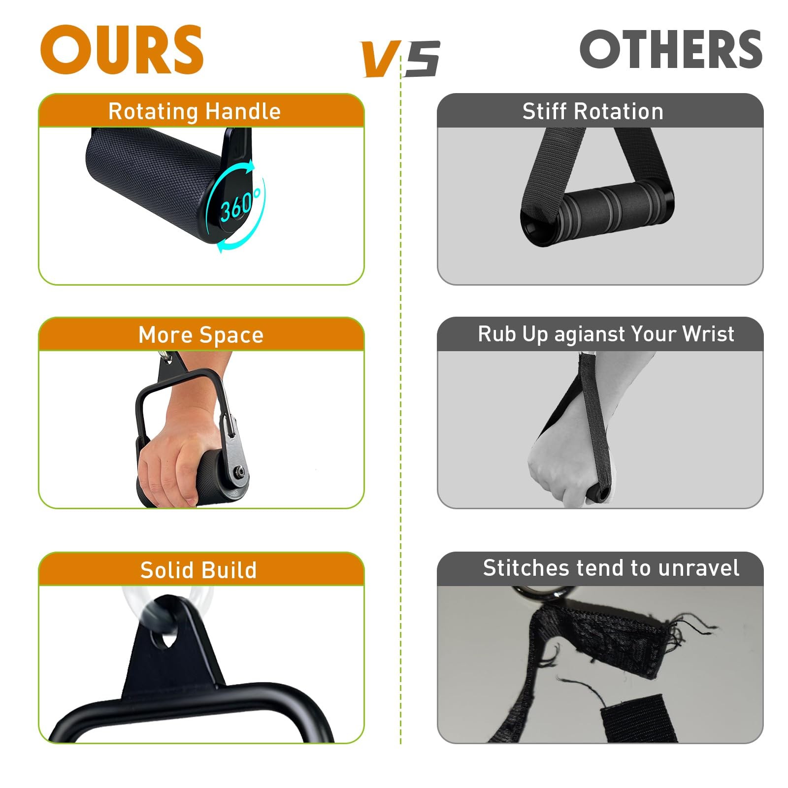 Arm Wrestling Handles, Thick Armwresting Training Equipment LAT Pulldown Atta...