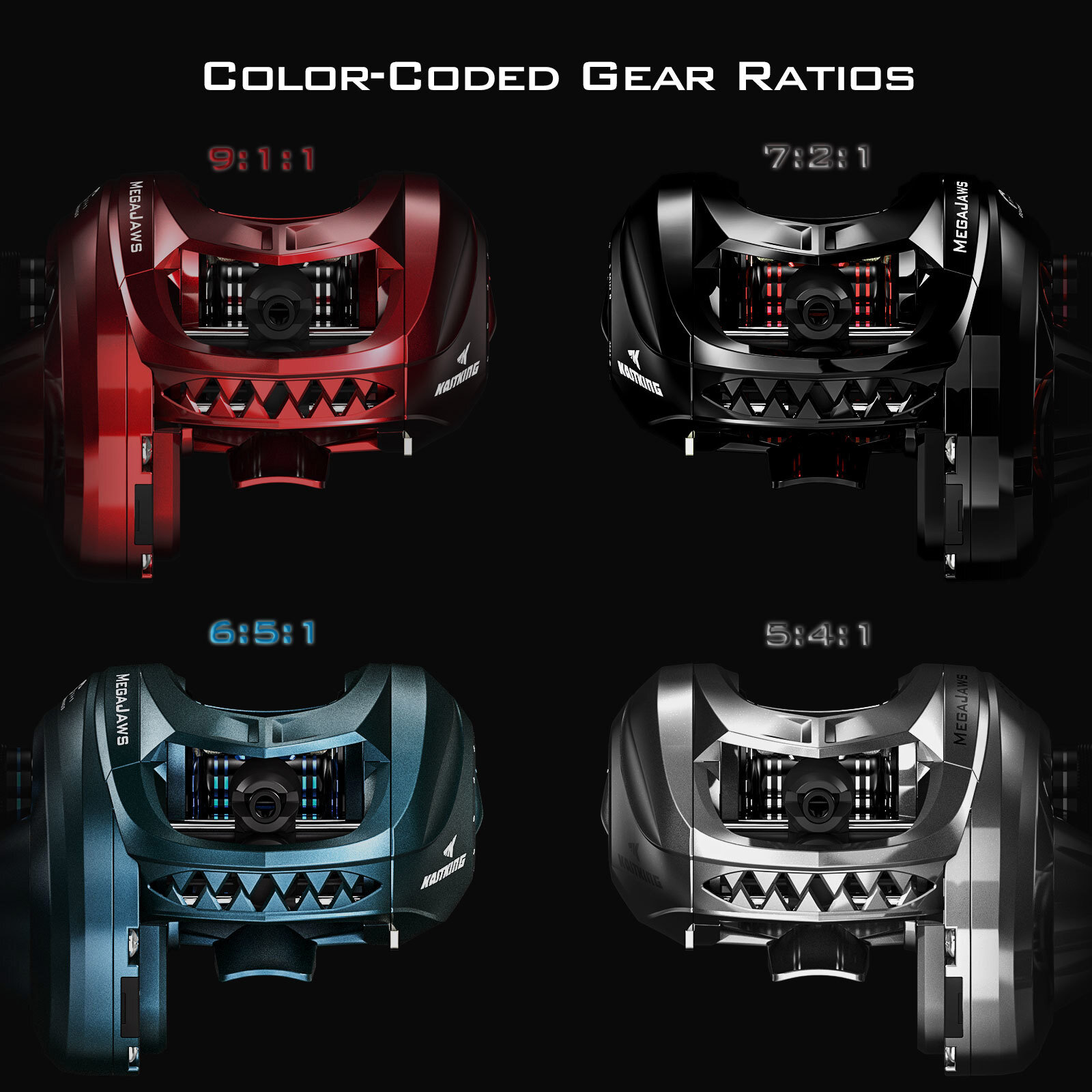 KastKing MegaJaws New AutoMag Dual Braking System Baitcasting Fishing Reel-New