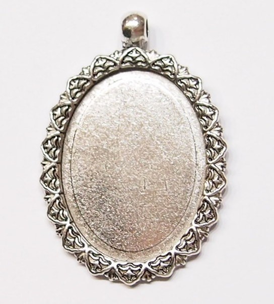 4 of 40x30mm Antique Silver Victorian Hedgerow Tight Crowns Pendant Settings
