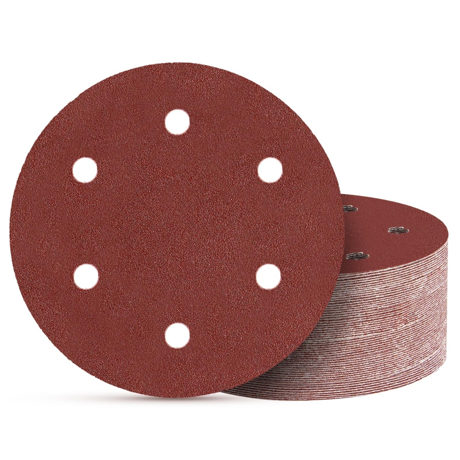 50pcs 9 inch 6 Hole Sanding Discs Set -10 Each of 60 80 120 150 240 Grits, 9"...