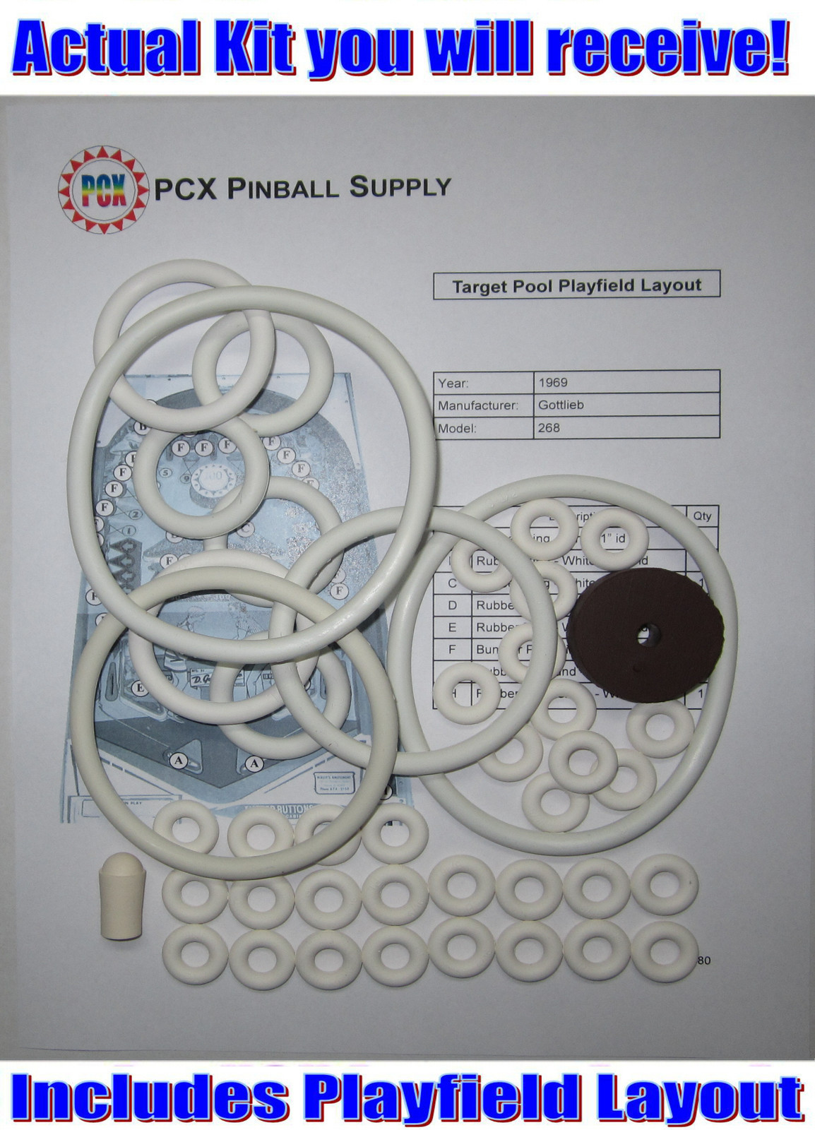 1969 Gottlieb Target Pool Pinball Machine Rubber Ring Kit