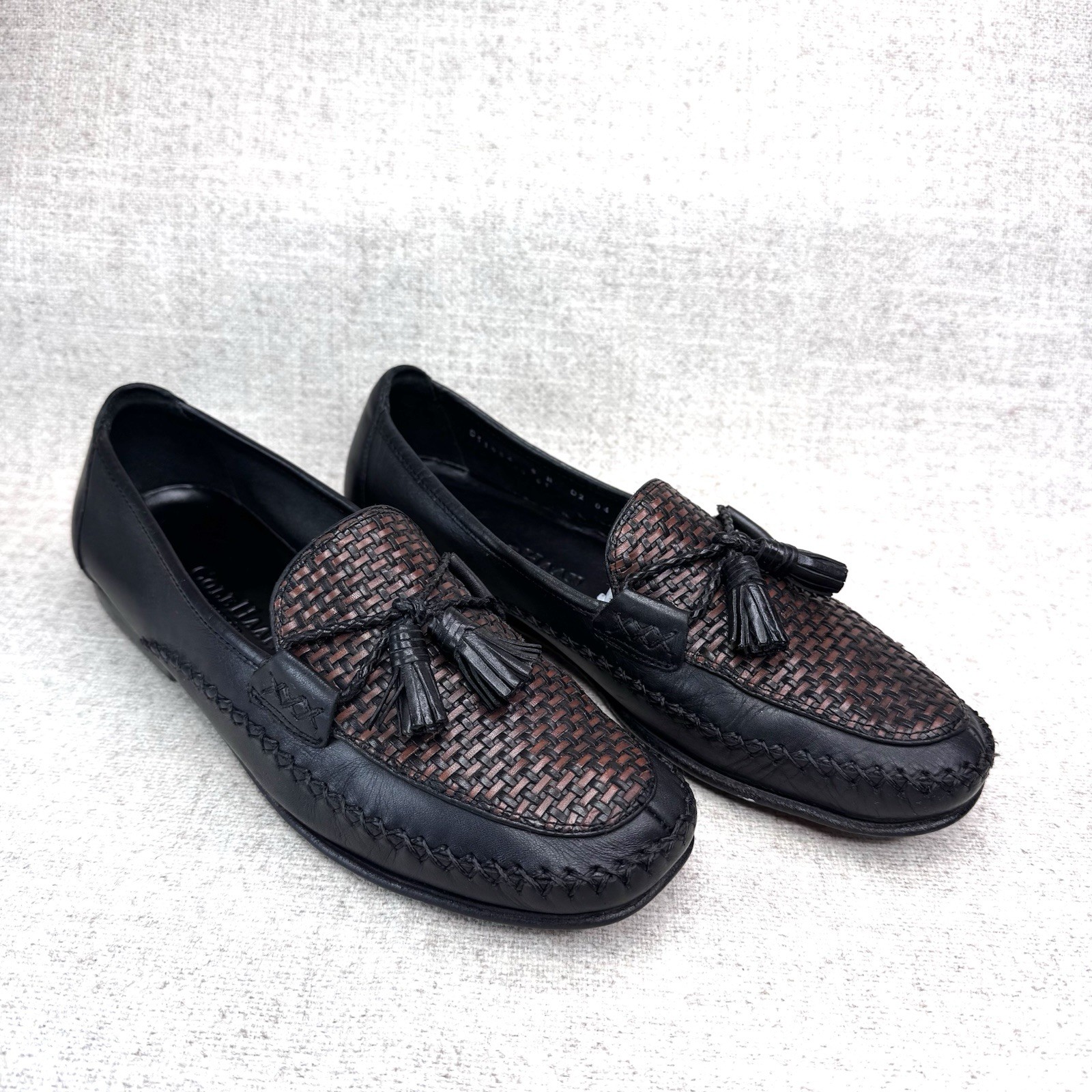 Cole Haan Country Vintage Tassel Woven Black Brown Leather Loafers Womens Sz 8 B