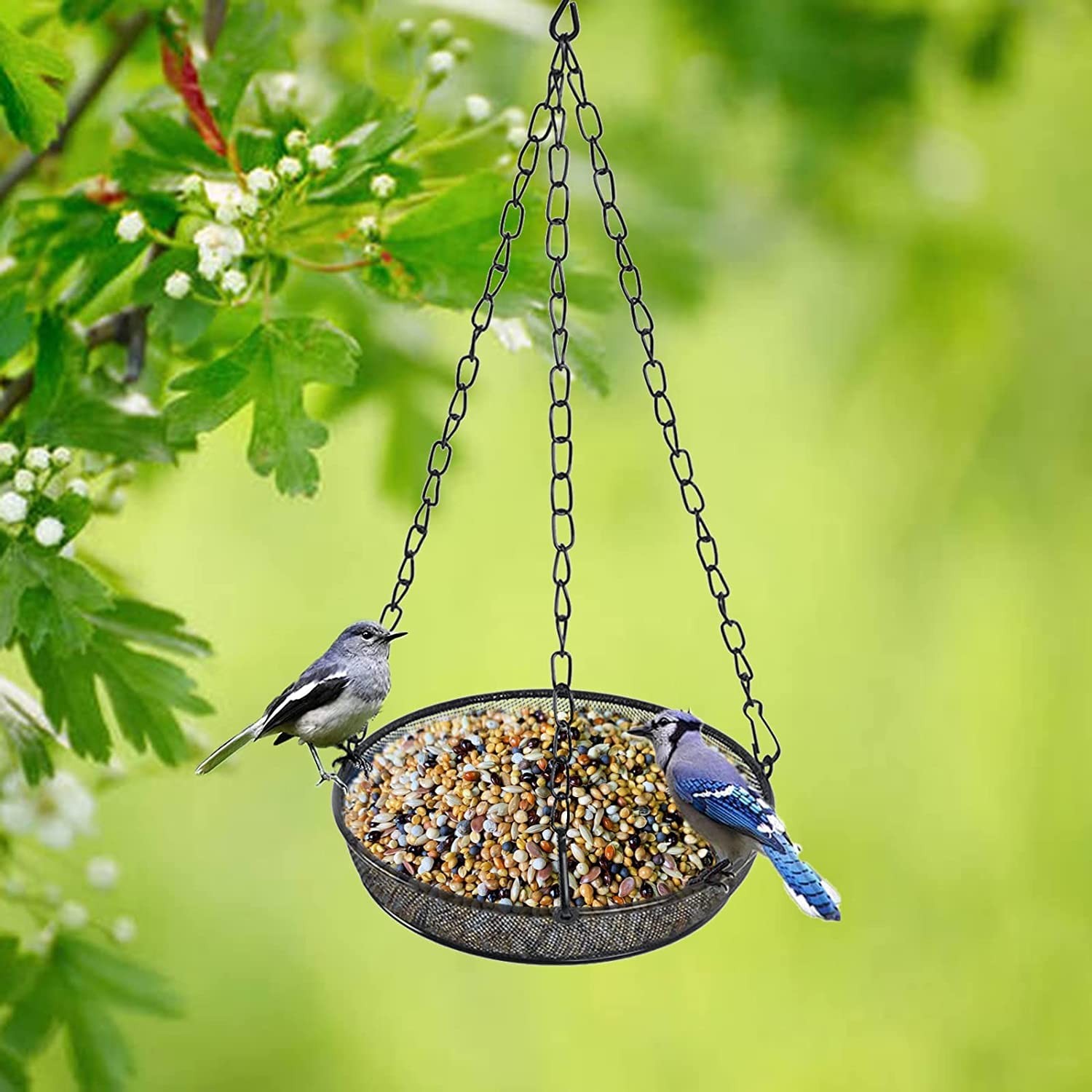 Hanging Bird Feeder, Birdfeeder for Garden Yard Outside 1, Black