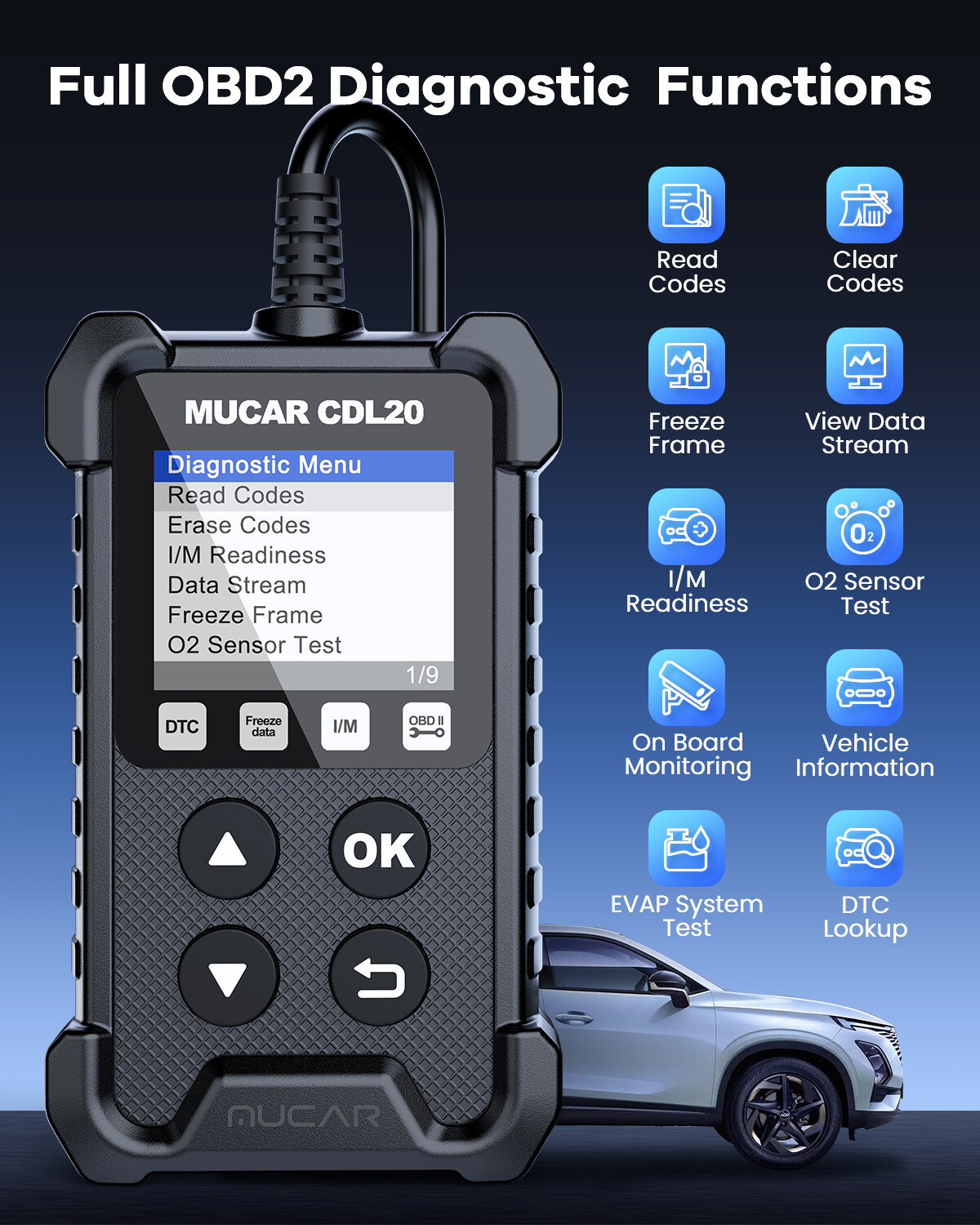 MUCAR CDL20 Car OBD2 OBDII EOBD Fault Code Reader Engine Diagnostic Scanner Tool