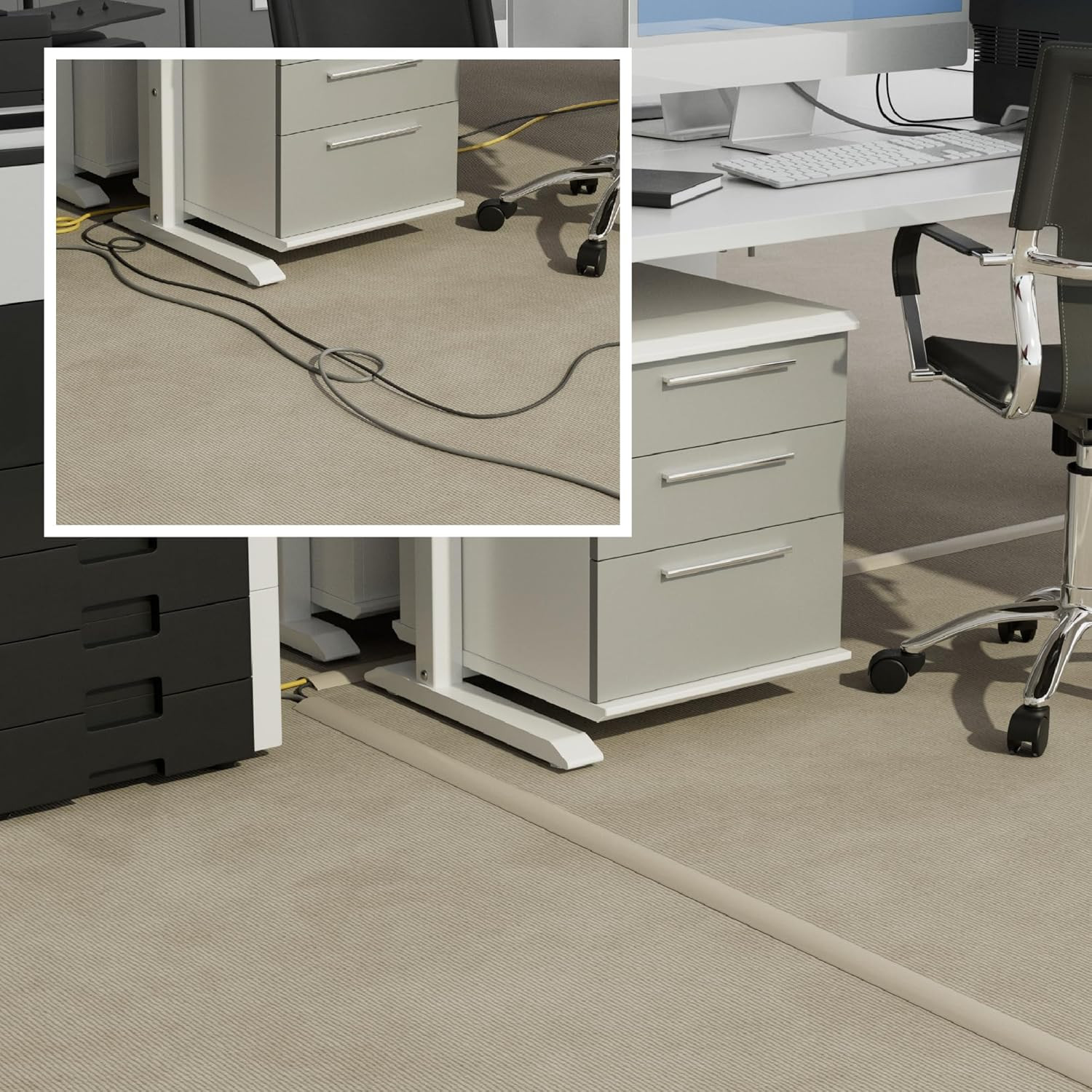 6Ft Floor Cord Cover, Cable Protector, Hide Extension Cords, Protect