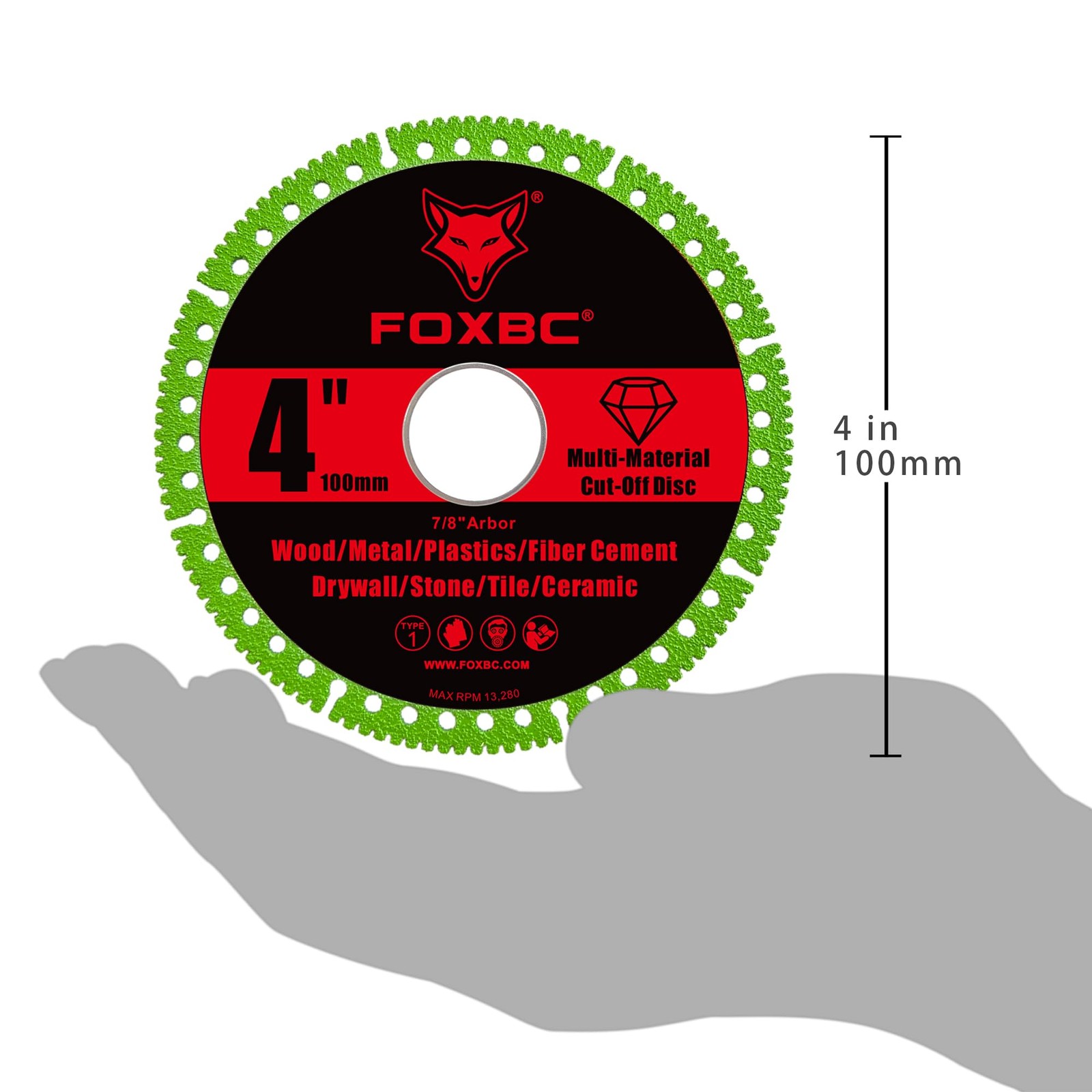 FOXBC 4 Inch Indestructible Multi-Material Cut Off Disc for Angle Red