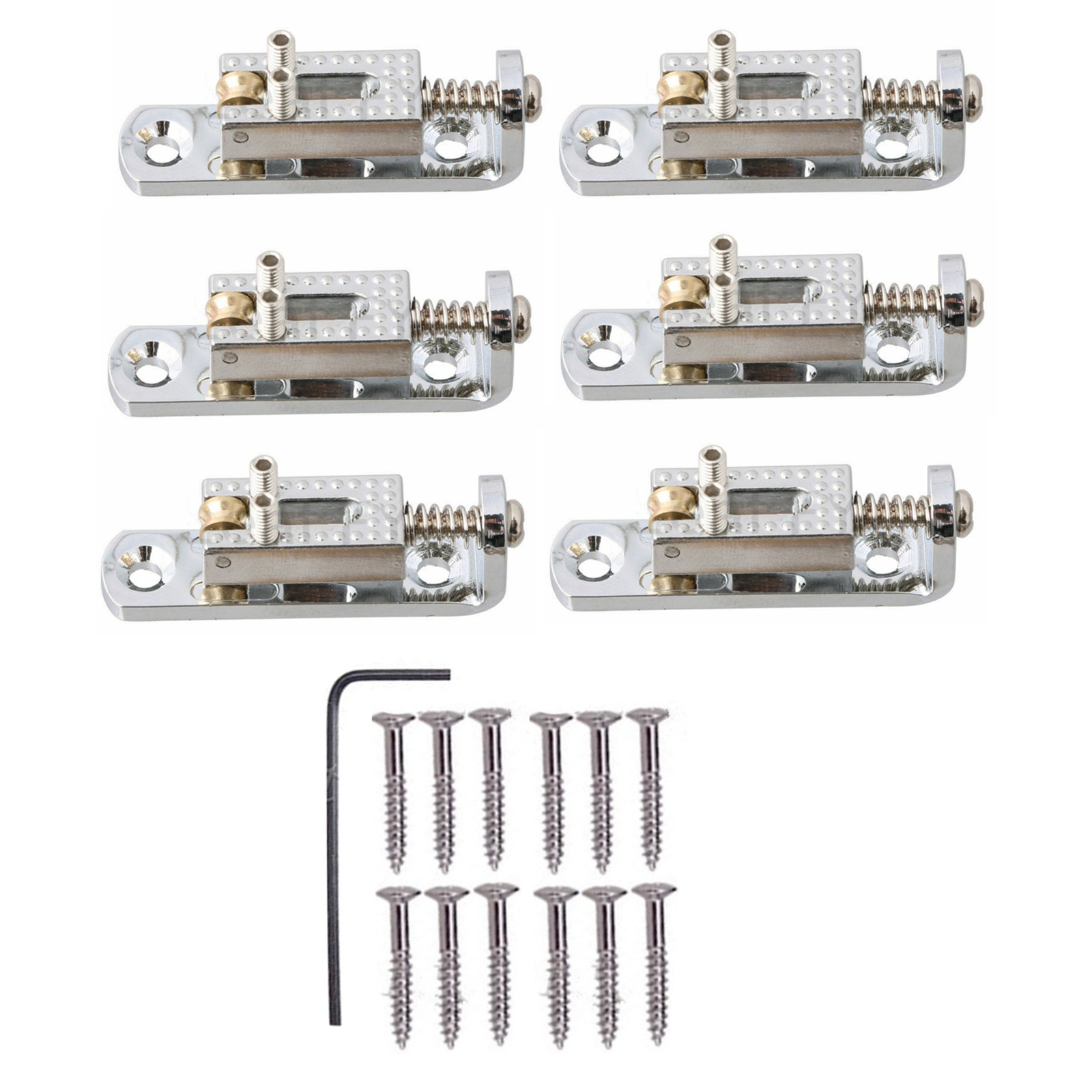 6*Single Roller Bridge+1*Wrench+12*Screws For 3-8 String Guitar Cigar Box Banjo