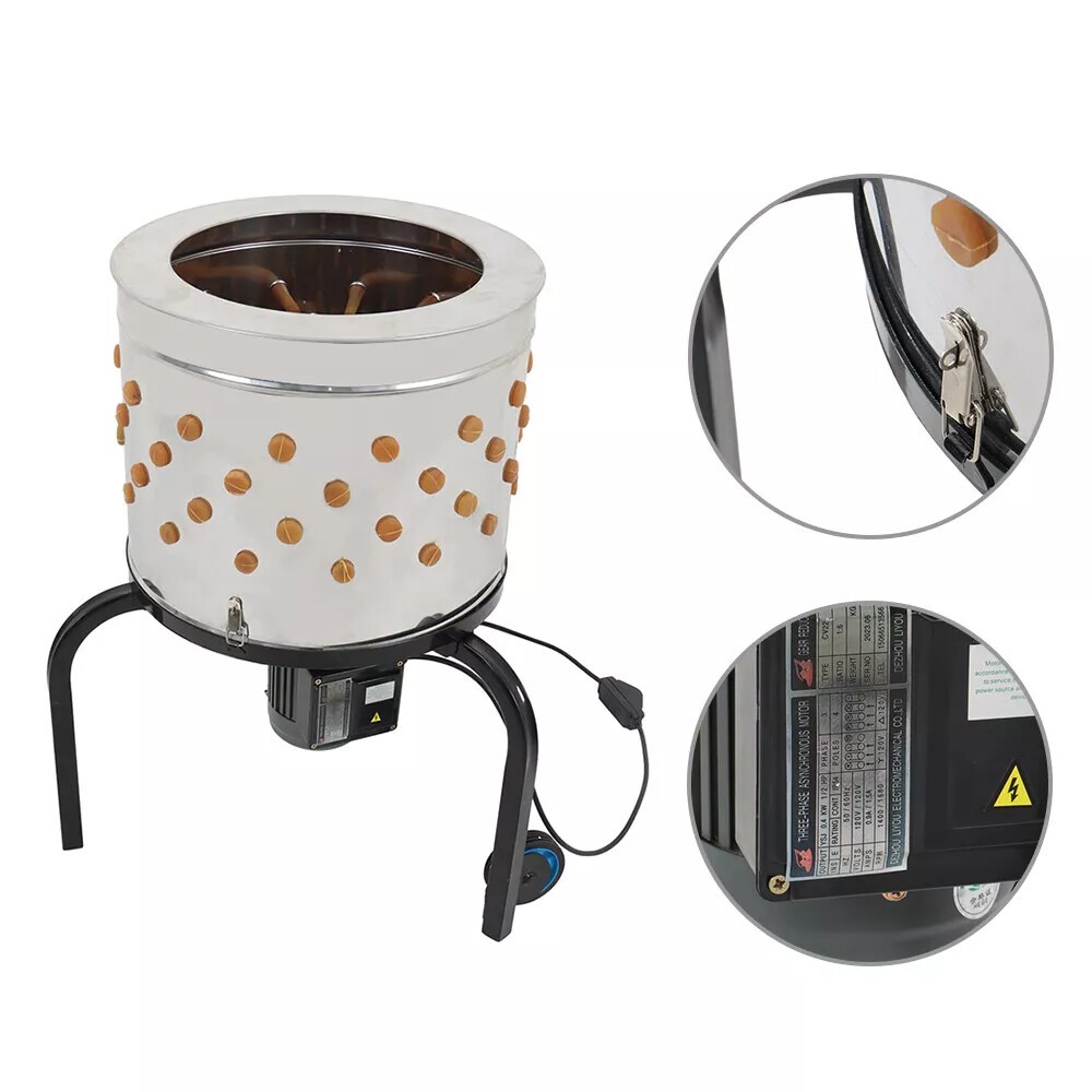 120V Chicken Plucker Machine Feather Plucker Stainless Steel Drum 280RPM Motor