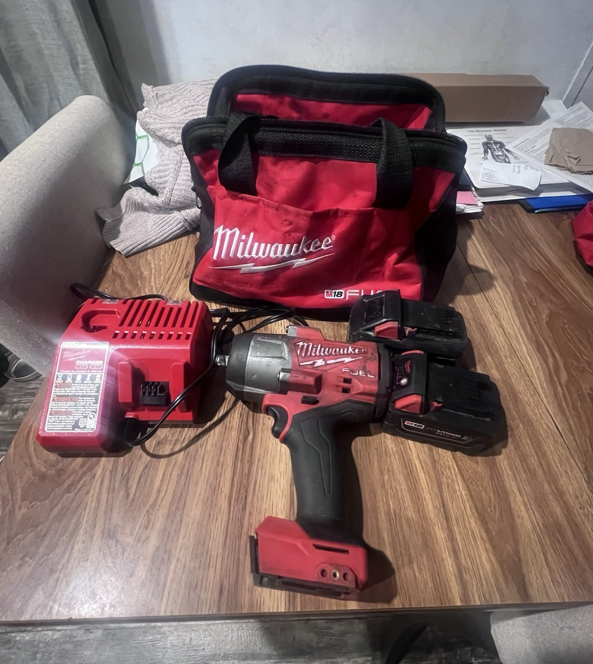 Milwaukee M18 FUEL 3-Tool Set Impact Wrench Ratchet Drill/Driver 3 Bat+Chg