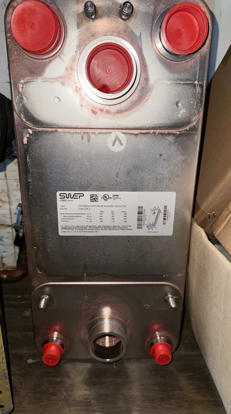 SWEP Plate Heat Exchanger DV300DH141AP-SC-M Steel HVAC 03424745.0