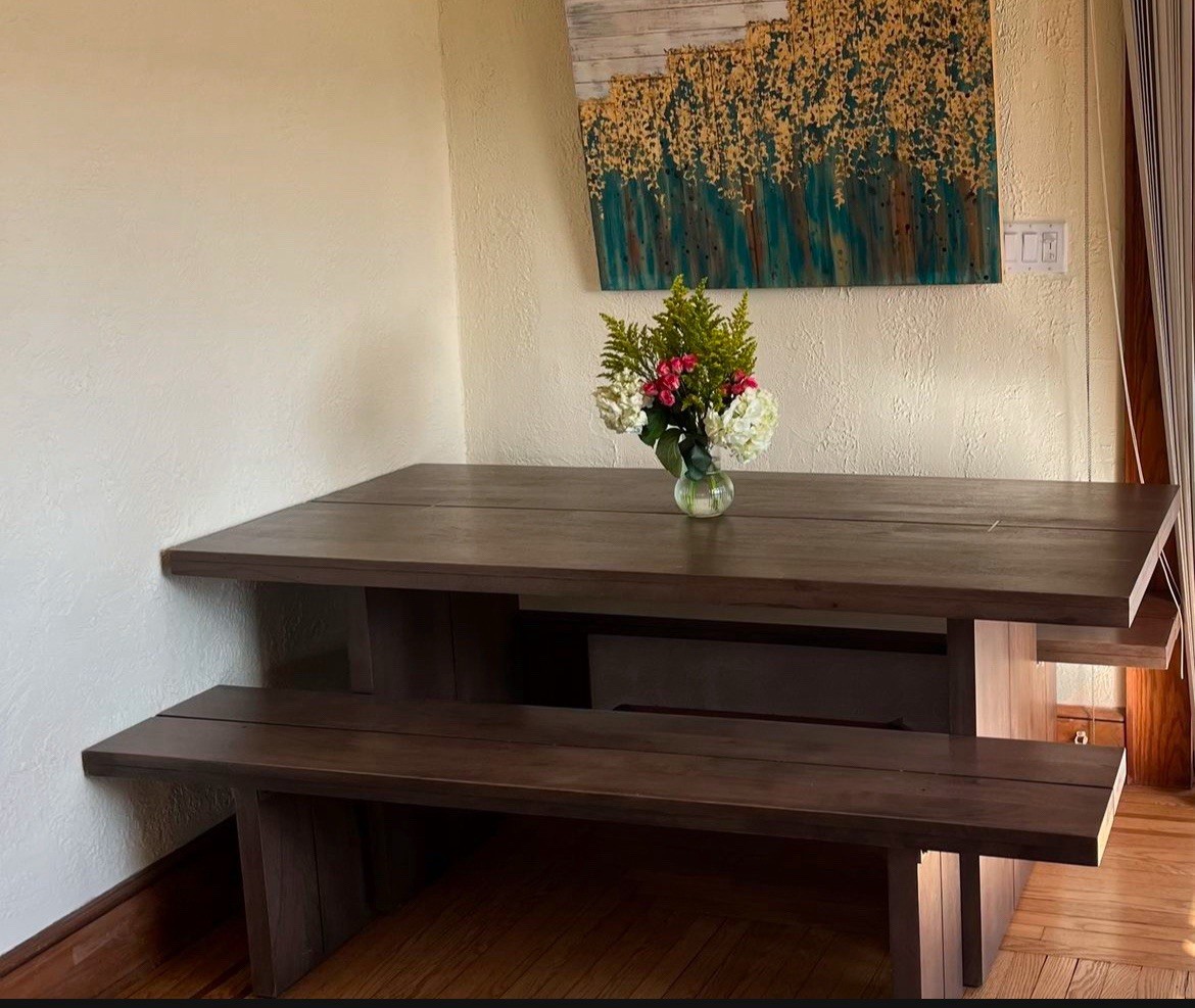 West Elm Dining Table With Bench Chairs