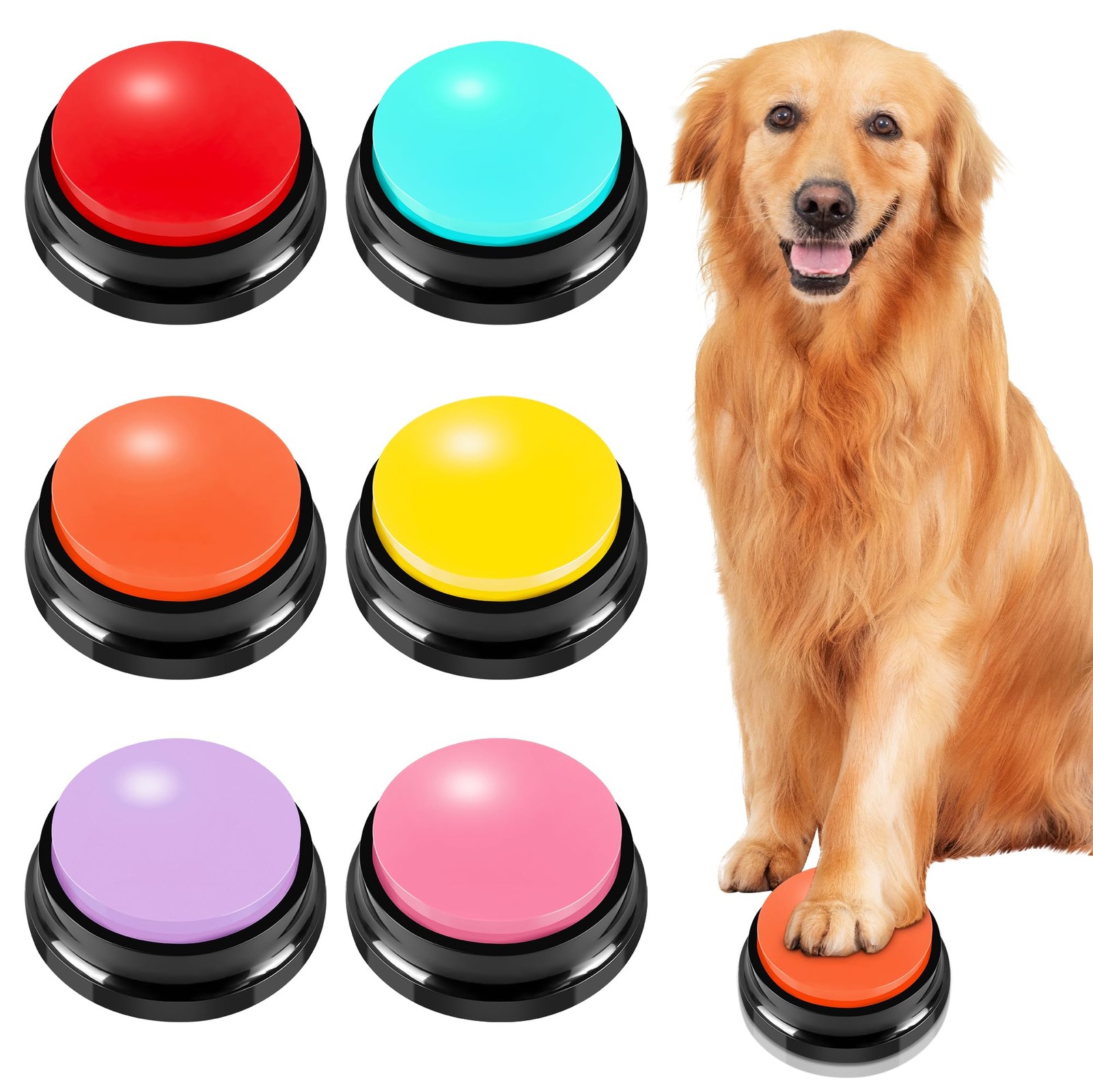 Recordable Dog Buttons 6 Color, for Communication, Training Your