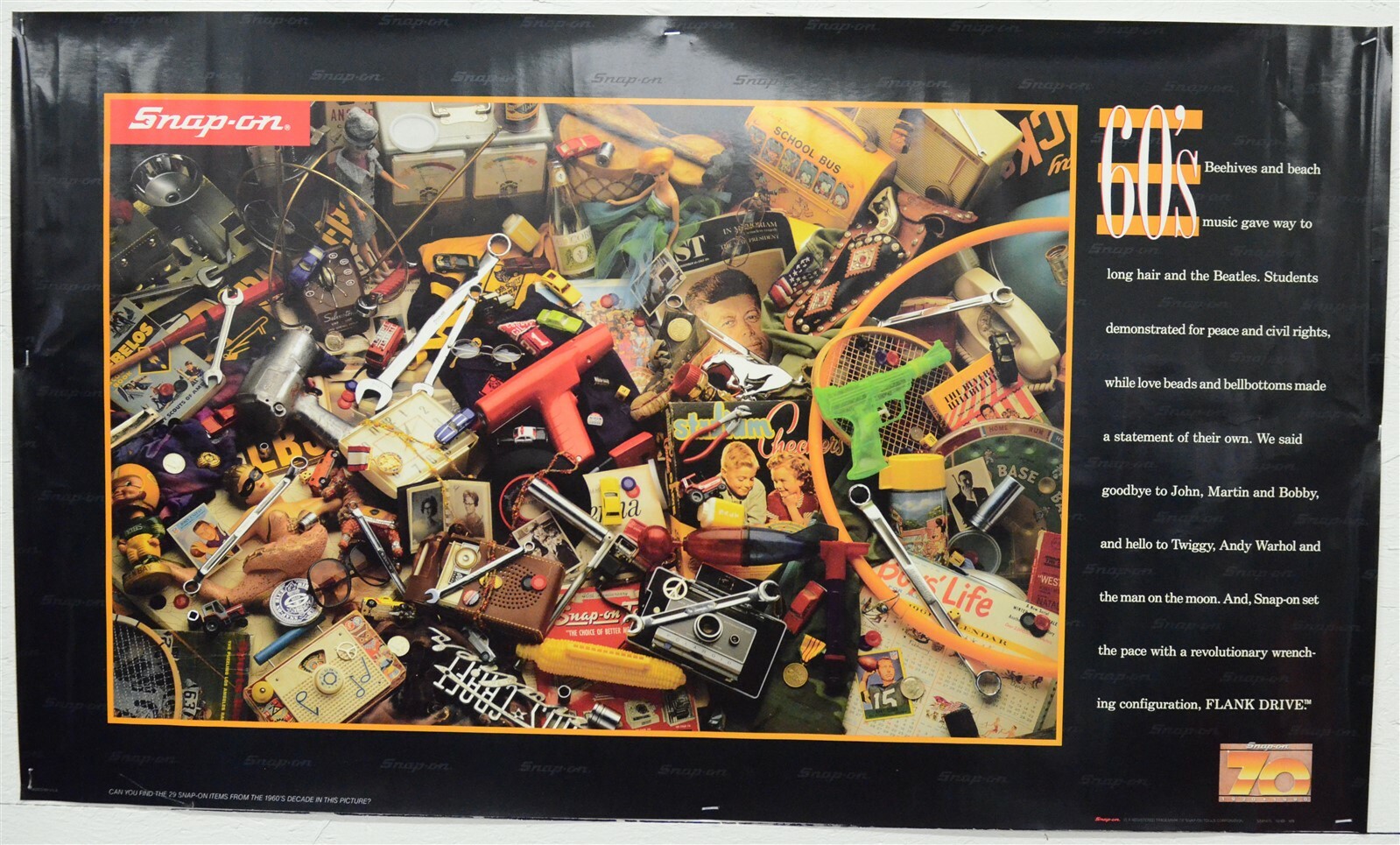 "NEW" Snap-on Tools Advertising Poster 1990 70th Anniversary 1960's Series of 5