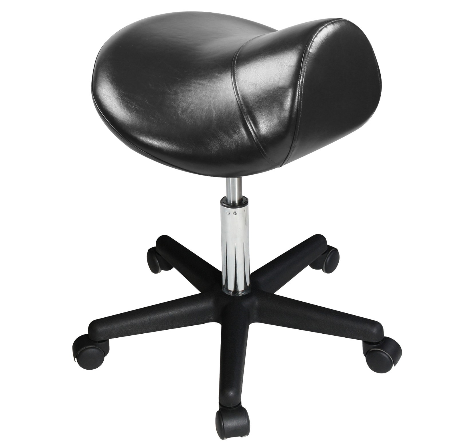 Master Massage Hydraulic Adjustable Swivel Saddle Rolling Stool Chair Black