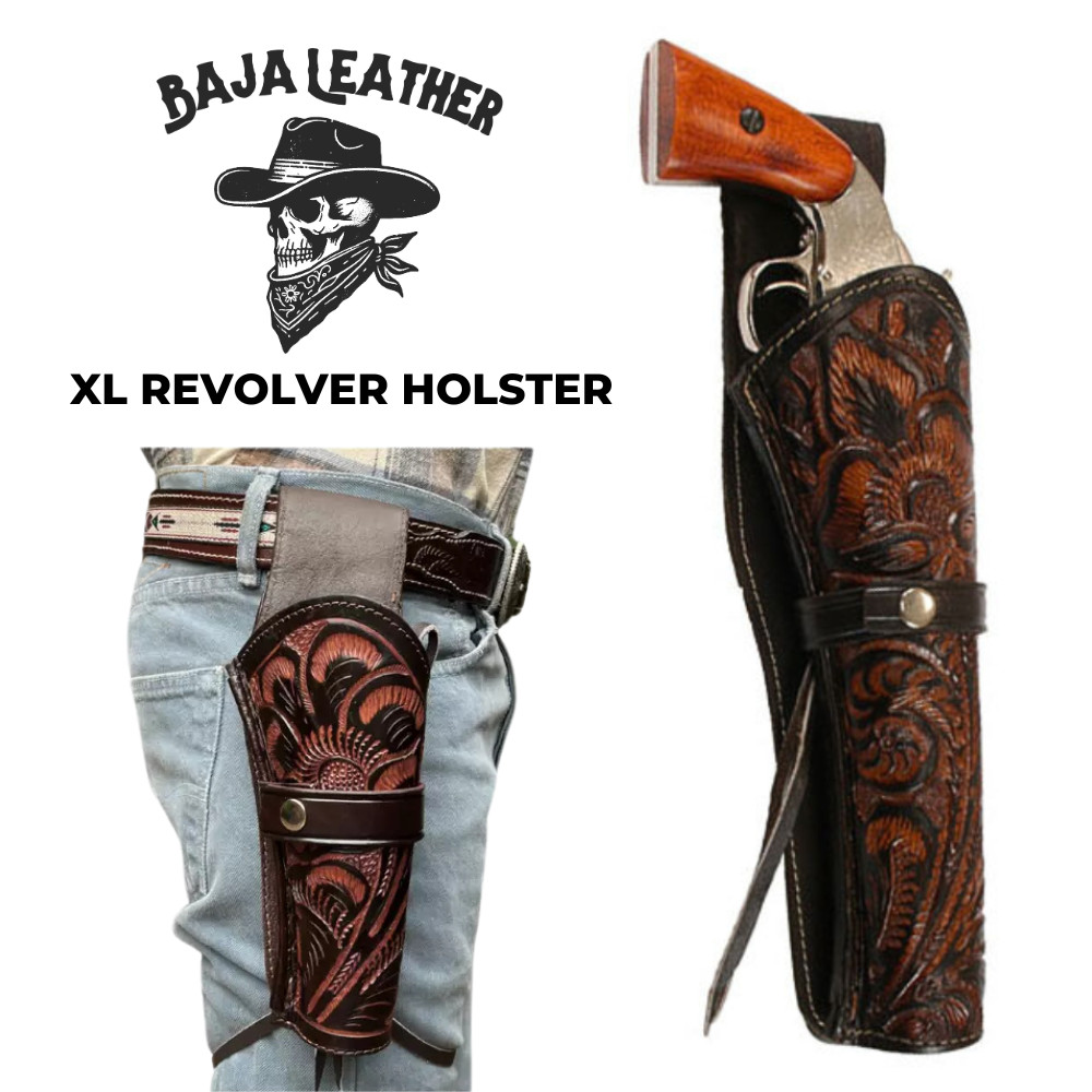 XL Western Revolver Holster | FOR 6-8" BARREL | Leather Cowboy Holster 22 357 44