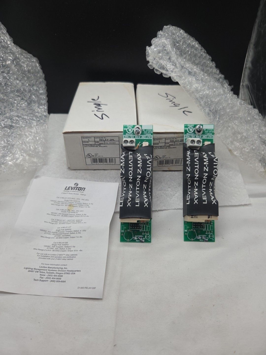 LEVITON RELAY-ST2 LIGHTING CONTROL 2 RELAY CARDS, 1-POLE, 20A, 120/277V,