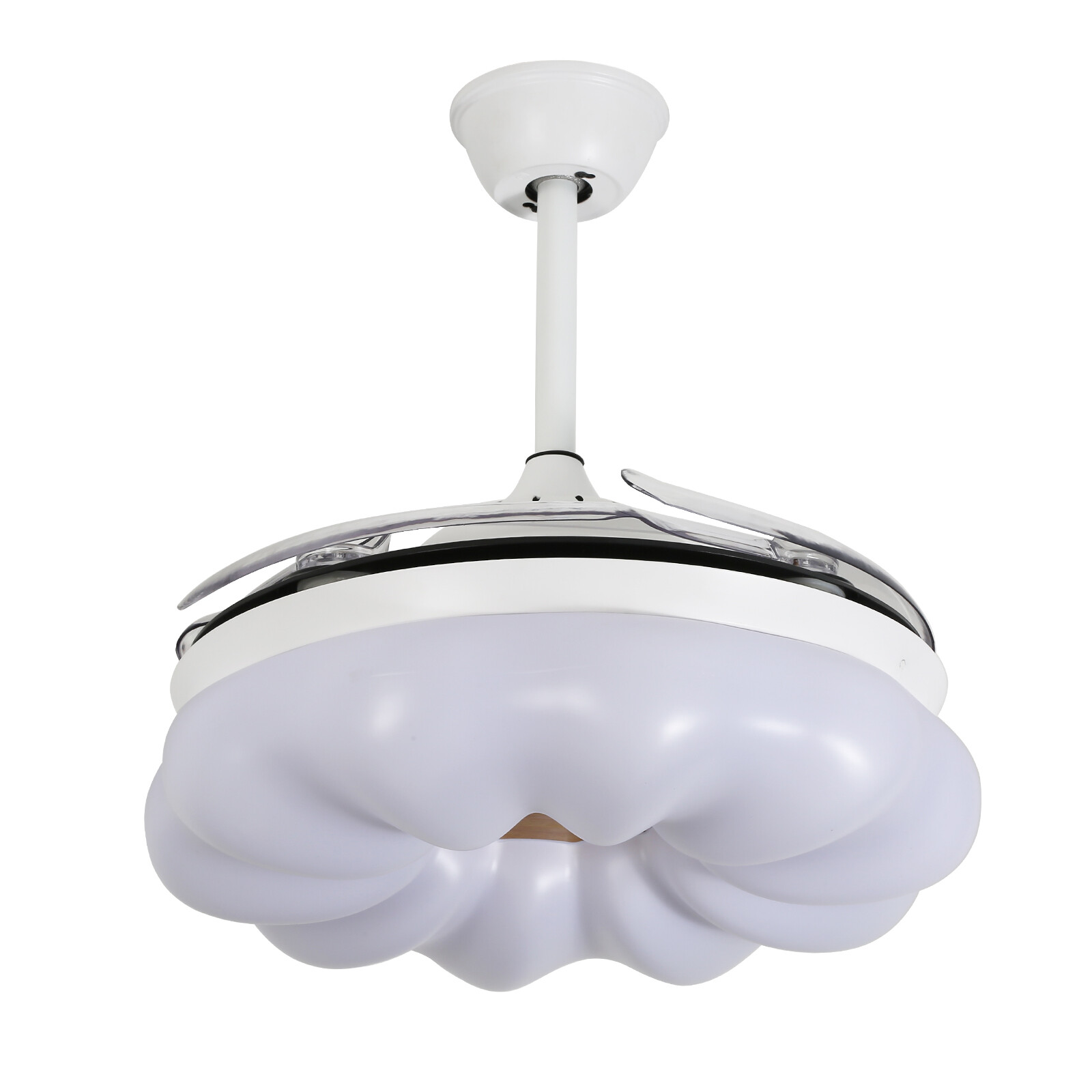 42In LED Arcs Cloud Shape 4 Blades Retractable Ceiling Fan Light+Remote Control