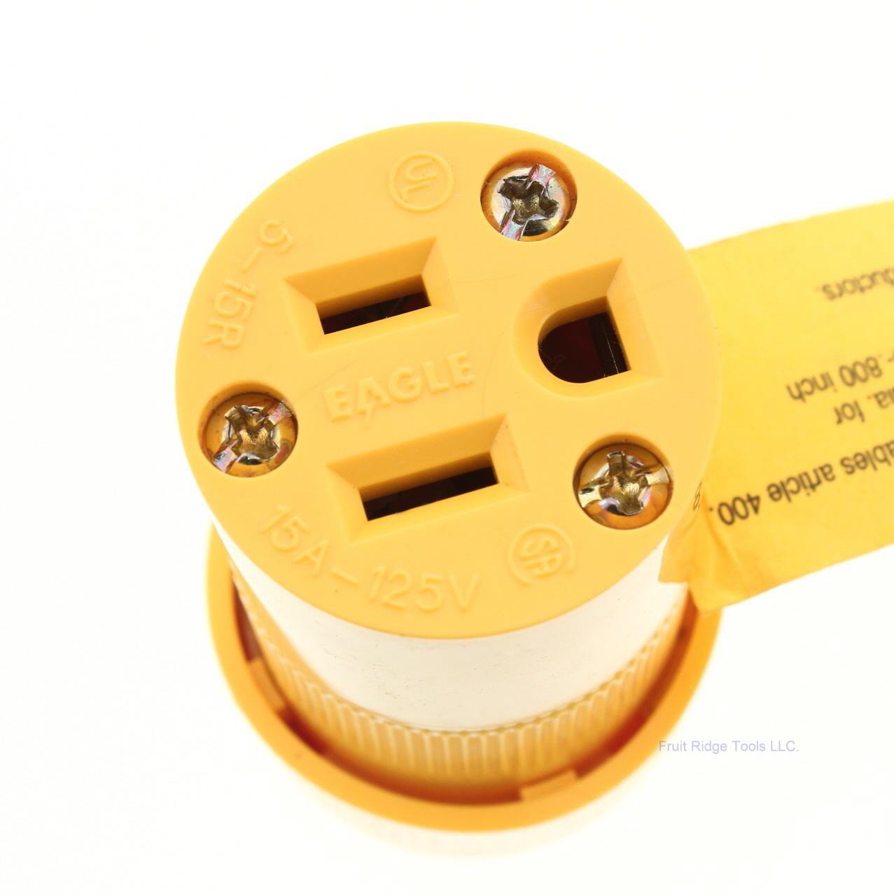 Eagle Nylon Yellow Straight Blade High Visibility Connector 5-15R 15A 125V 3487