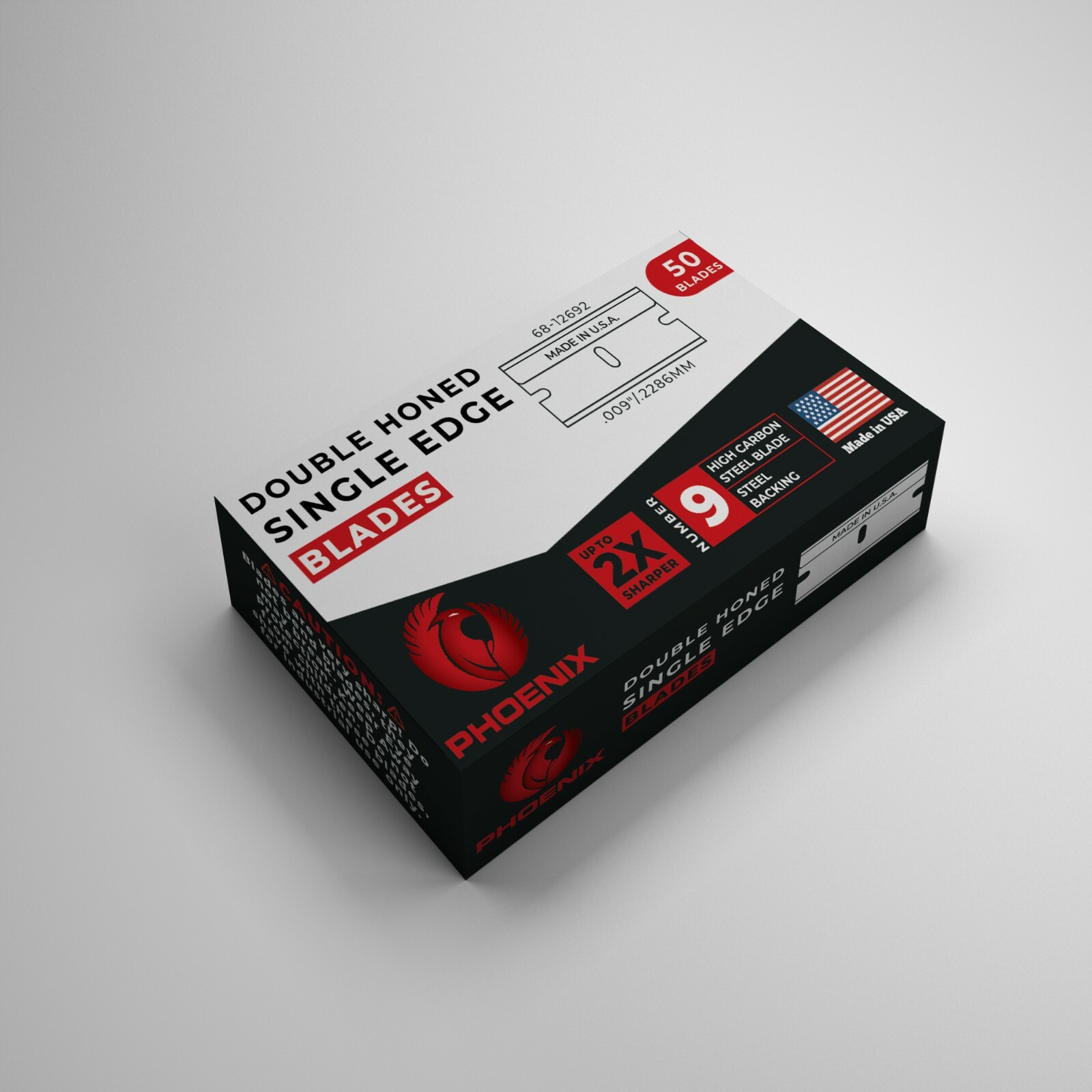 Phoenix - 50 Extra Sharp Single Edge Razor Blades - Made In USA - Double Honed