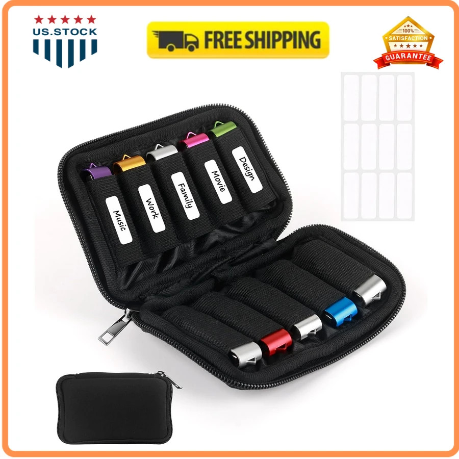 10 Slot USB Flash Drive Storage Case Portable Thumb Drive Organizer Travel Pouch
