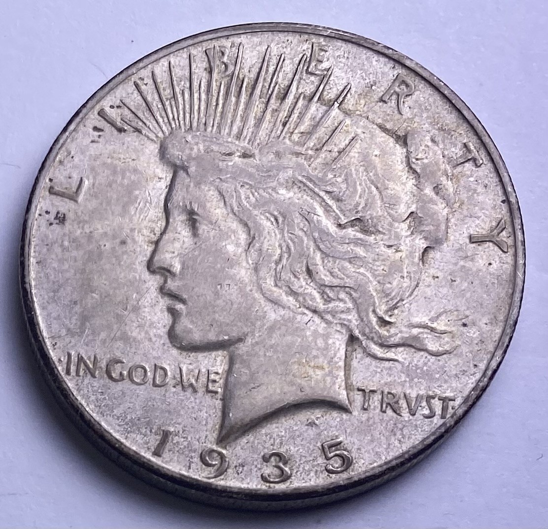 1935-S  Peace Silver Dollar. Extra Fine. INV#7256