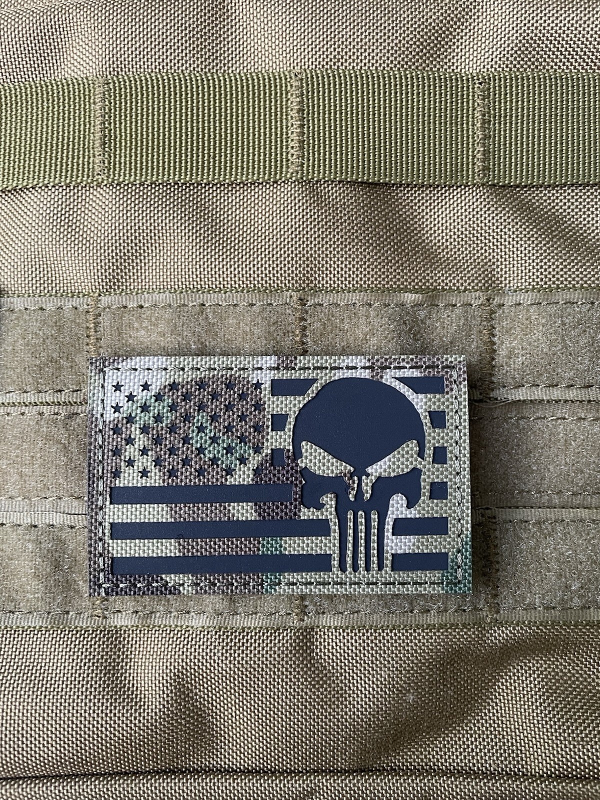 Punisher Skull infrared IR Multicam USA Flag Patch tactical laser Hook Loop