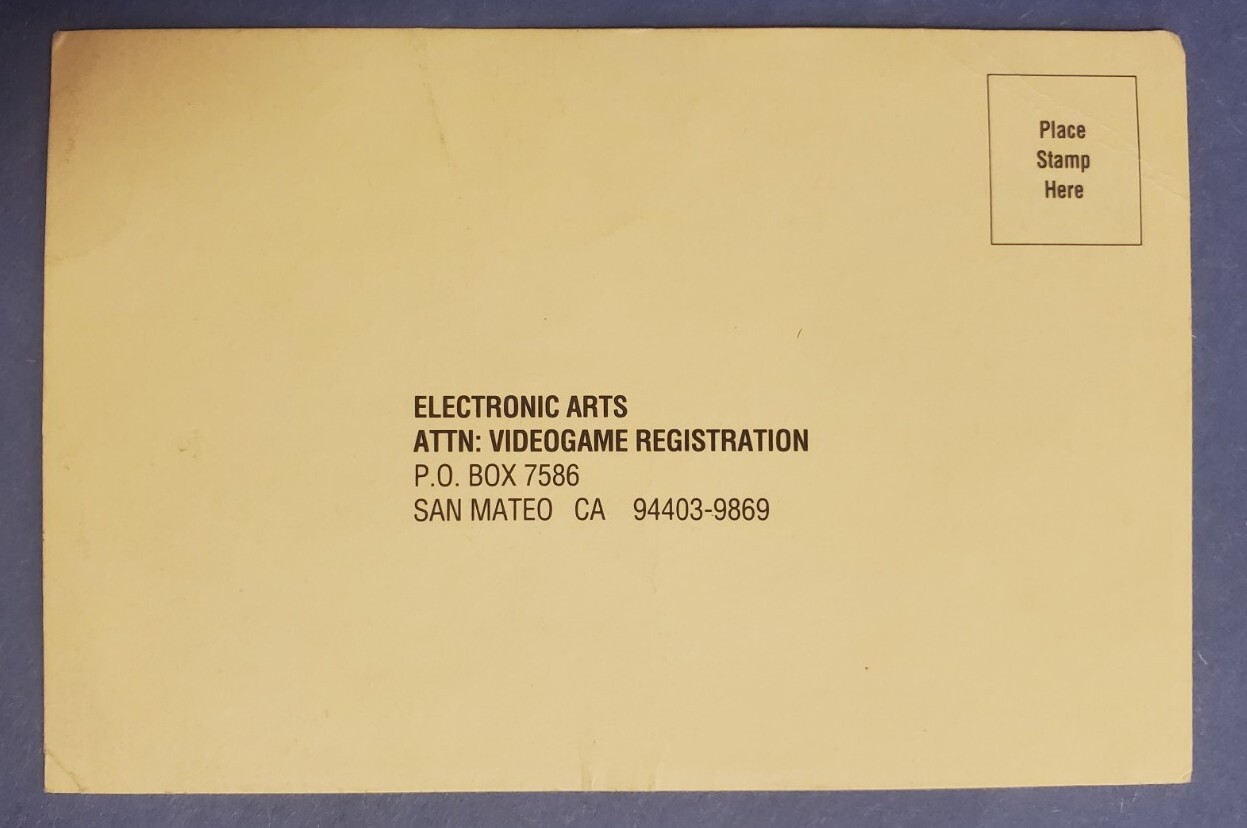 sega genesis electronic arts registration card Insert