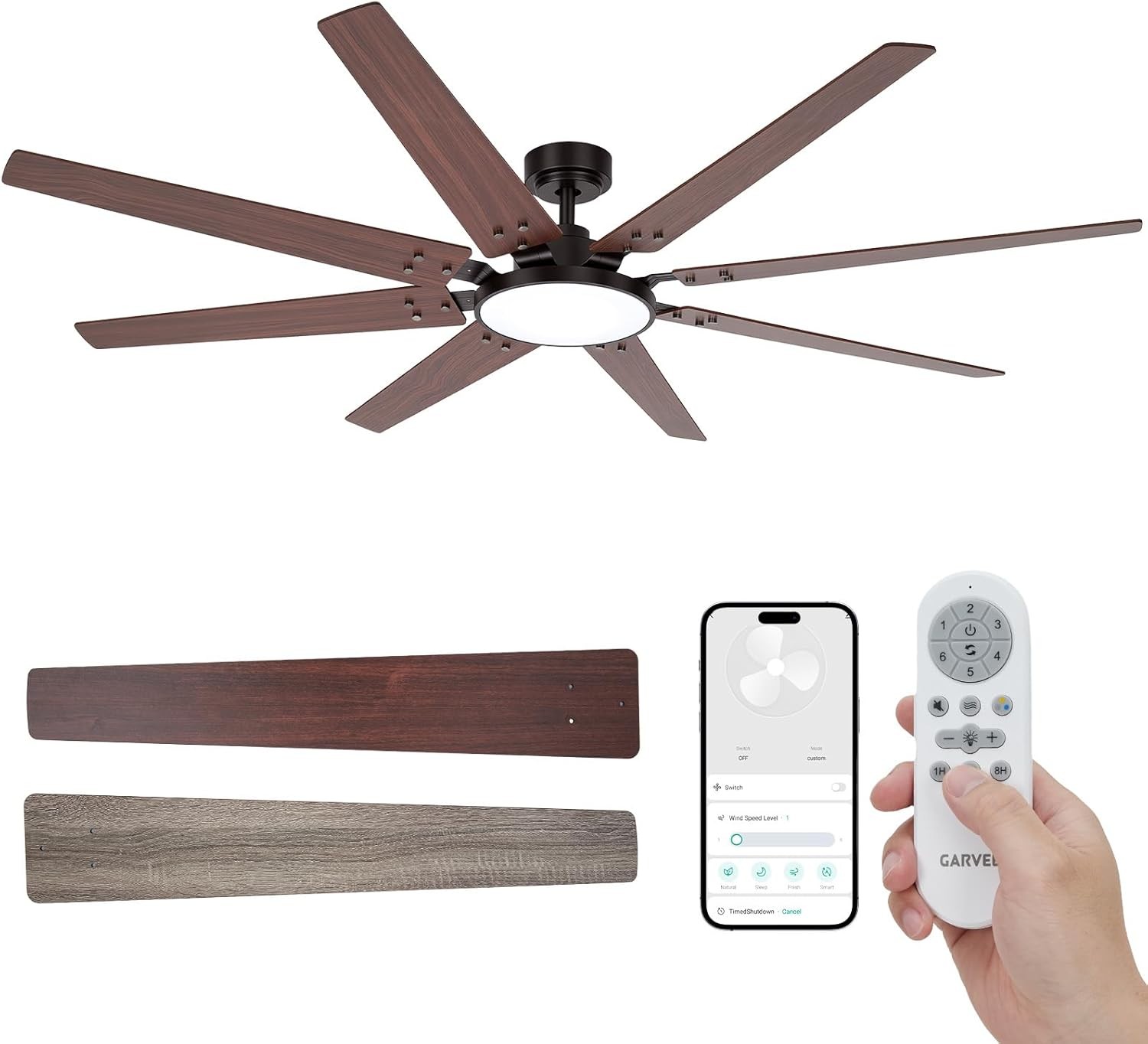 72 In Ceiling Fans with Lights and Remote 8 Blade App Control,Alexa & Voice