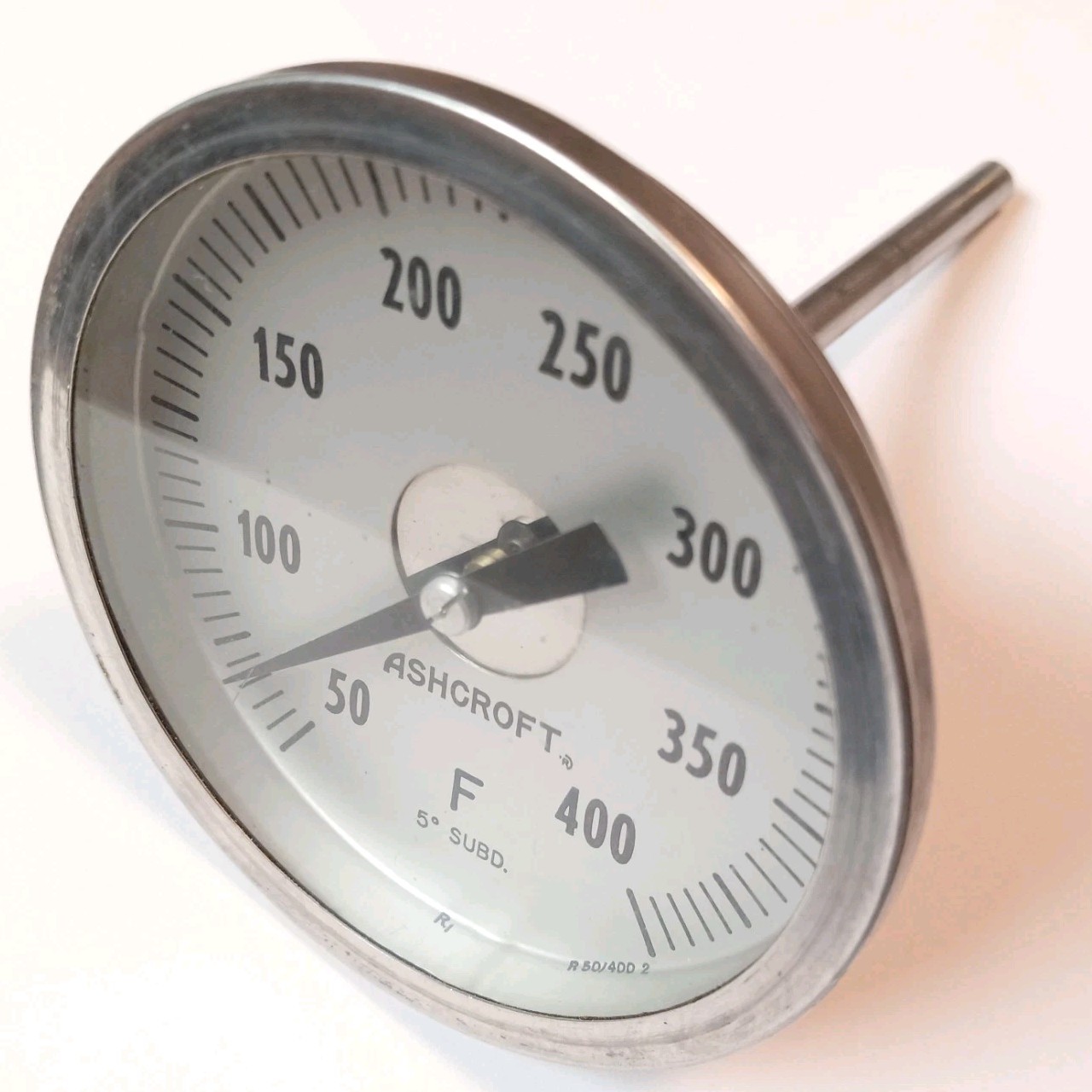 3 Inch head Ashcroft Industrial Thermometer (50-400 F) w/Stem