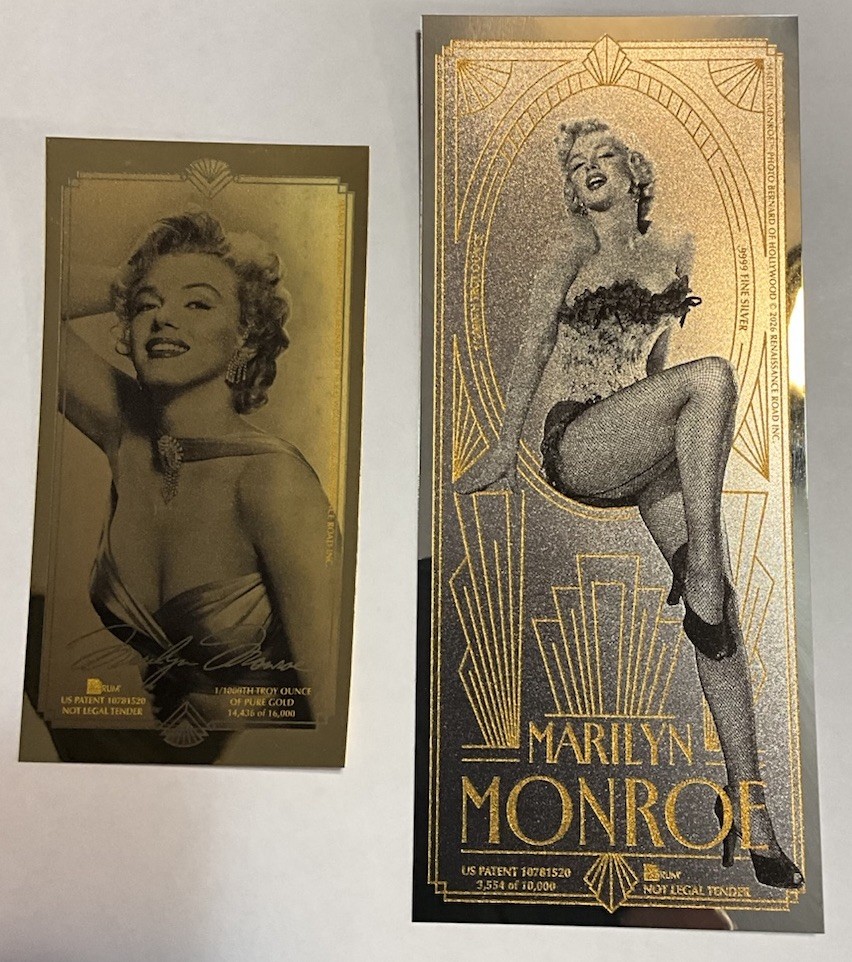 MARILYN MONROE GOLD AND SILVER FOIL BUNDLE