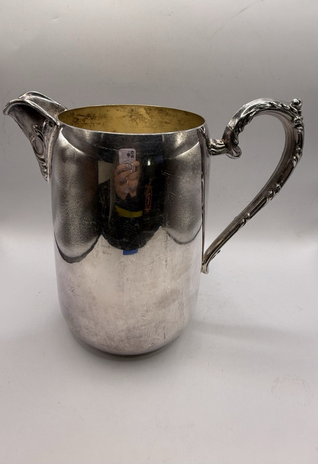 Vintage Sheridan Silver Plate on Copper Water Pitcher Ice Guard