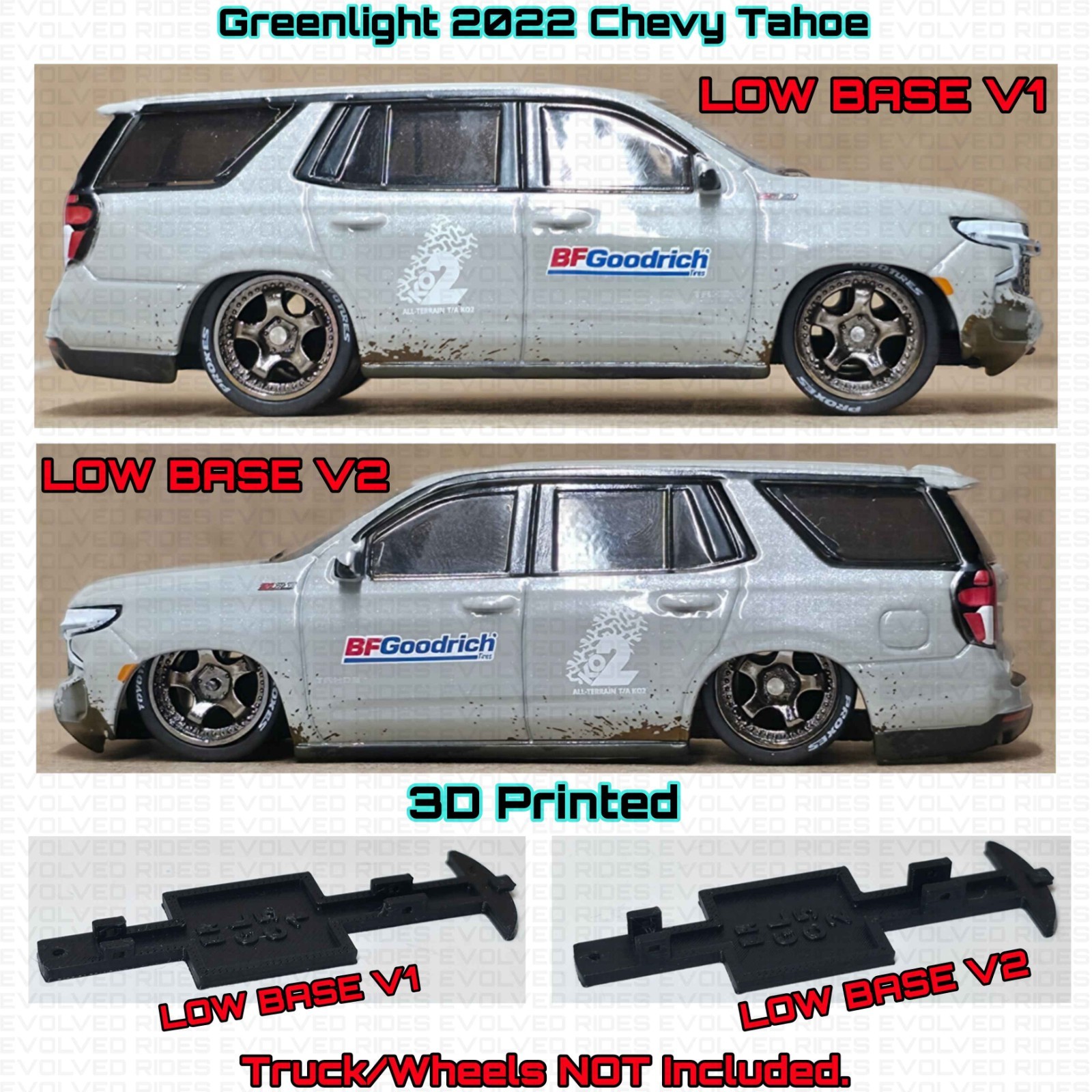 Lowering Base Frame 3D Printed For 1/64 Scale Greenlight Chevy Trucks & Tahoe
