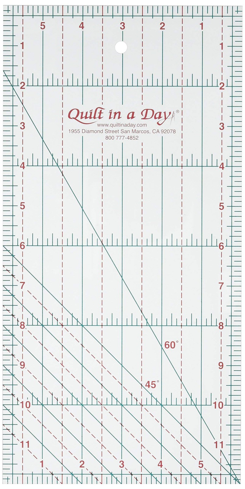 Quilt in a Day 6-Inch by 12-Inch Ruler Red,Teal