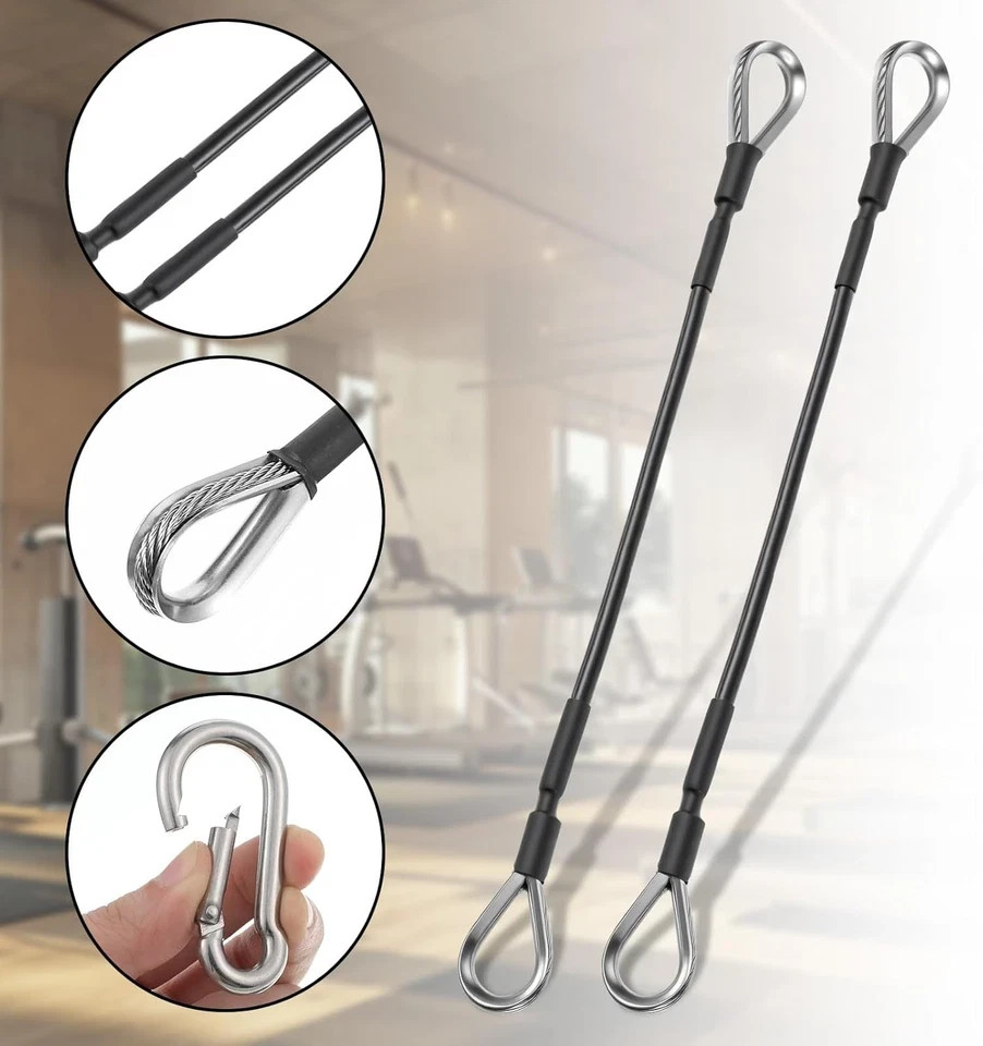 10" Gym Cable Extension, 2 Pcs Replacement Cable Machine Accessories Compatible