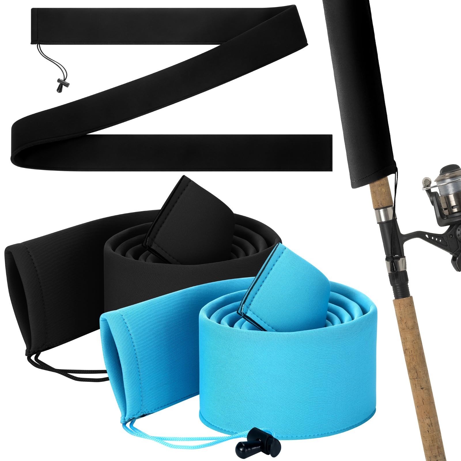 2 Pcs 69 Inches Neoprene Fishing Rod Sleeves Floating Fishing Pole Cover for ...
